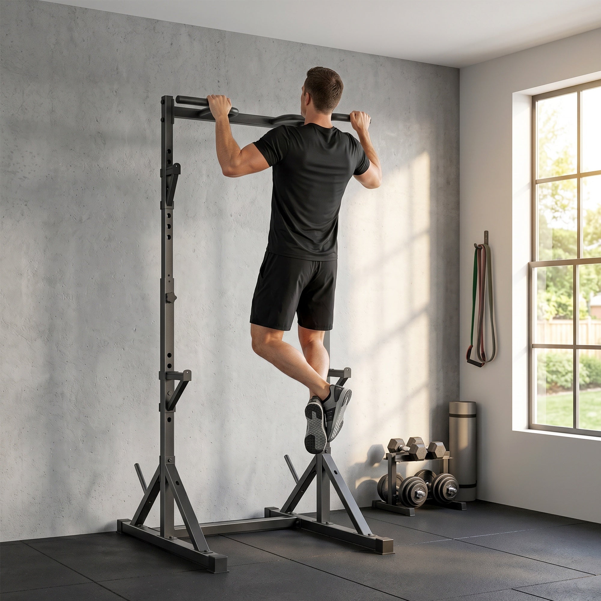 SPORTNOW 2-Level Barbell Rack – Steel Squat Rack with Plate Storage, Up to 200 kg Load