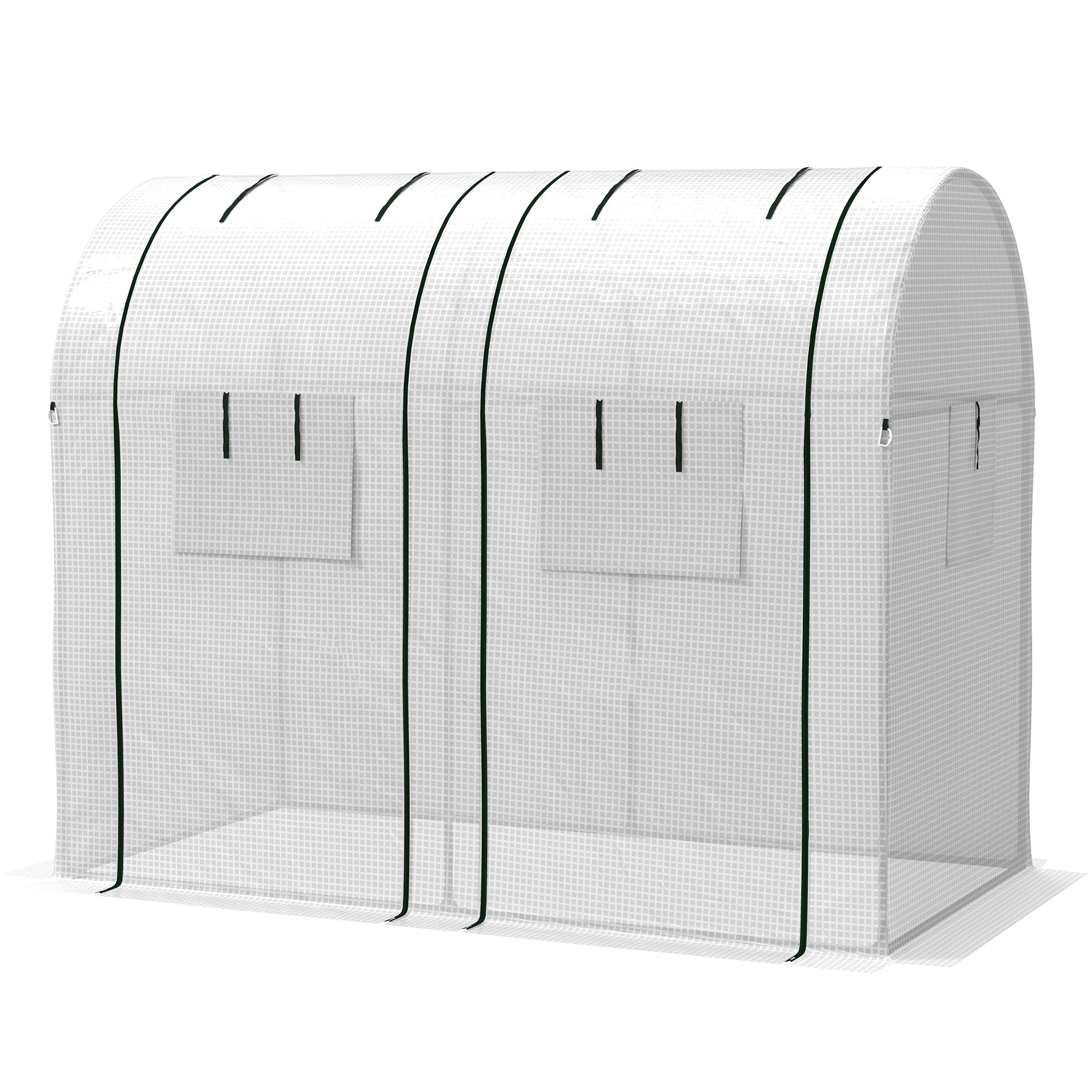 Garden Greenhouse 1.8 m² Tomato Greenhouse dim. 1.85L x 0.9W x 1.5H m 2 sliding zip doors 4 roll-up windows steel PE high density 135 g/m² anti-UV white