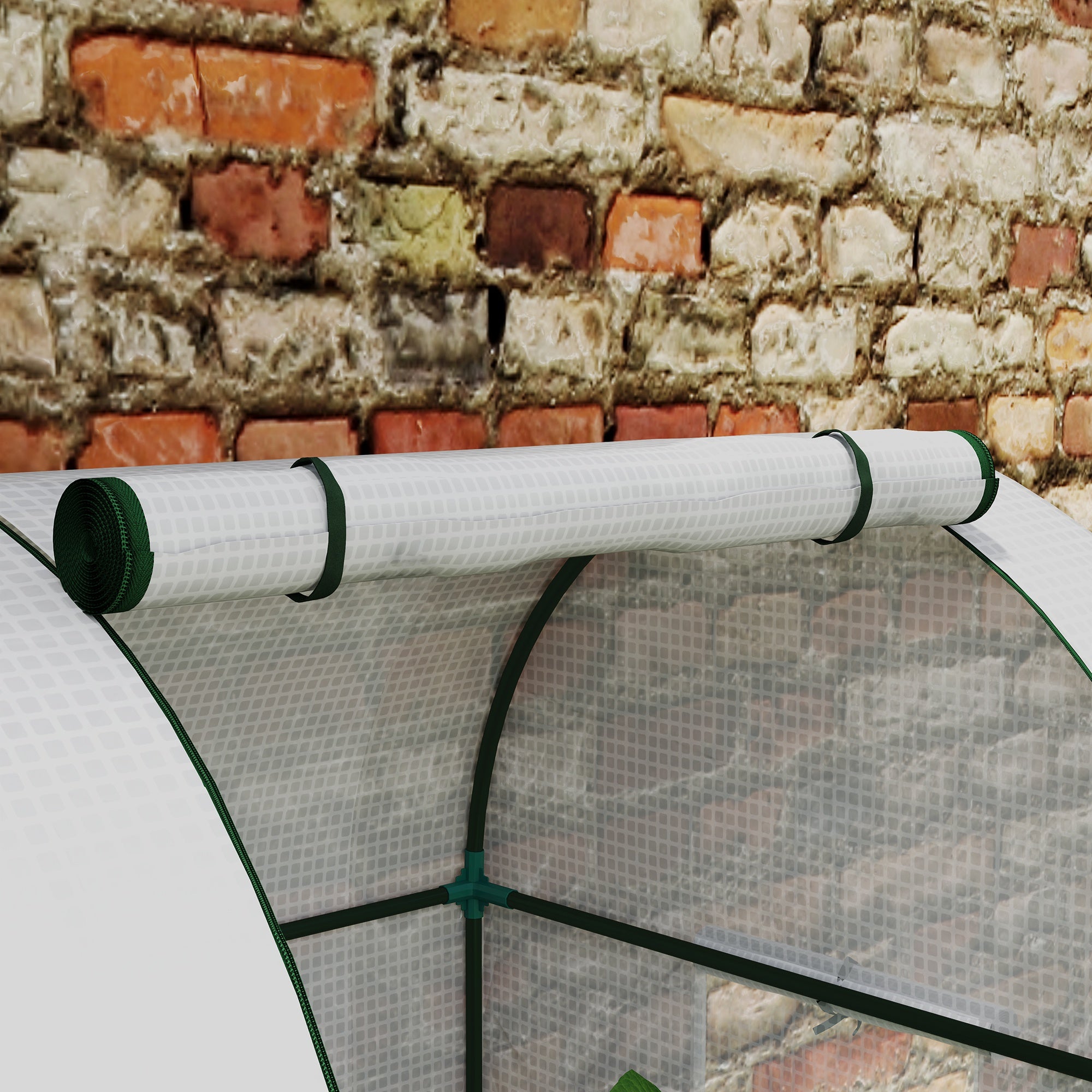 Garden Greenhouse 1.8 m² Tomato Greenhouse dim. 1.85L x 0.9W x 1.5H m 2 sliding zip doors 4 roll-up windows steel PE high density 135 g/m² anti-UV white