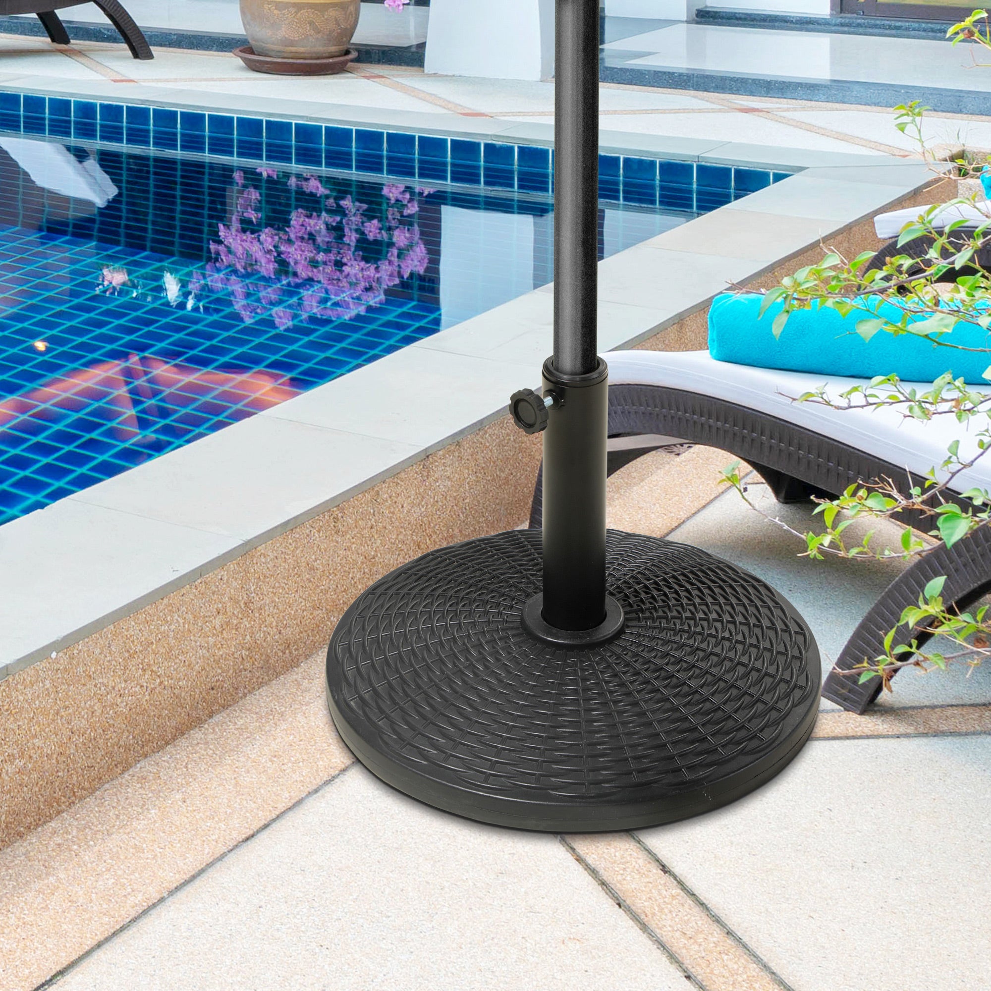 Round Parasol Base Weight Stand Ø 44.5 x 32 cm net weight 12.5 KG HDPE and black cement