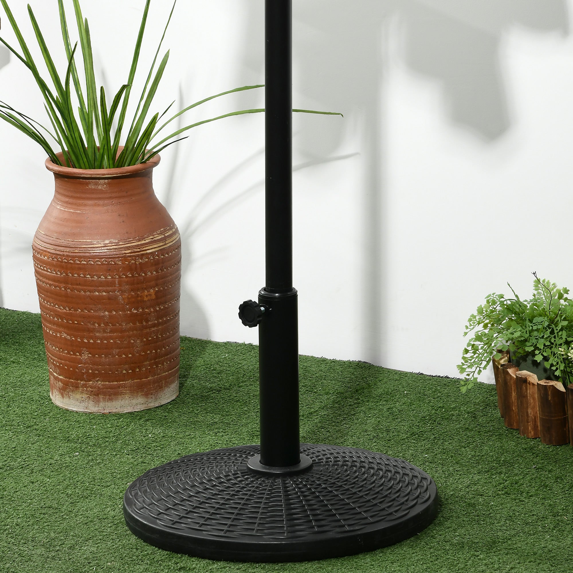Round Parasol Base Weight Stand Ø 44.5 x 32 cm net weight 12.5 KG HDPE and black cement