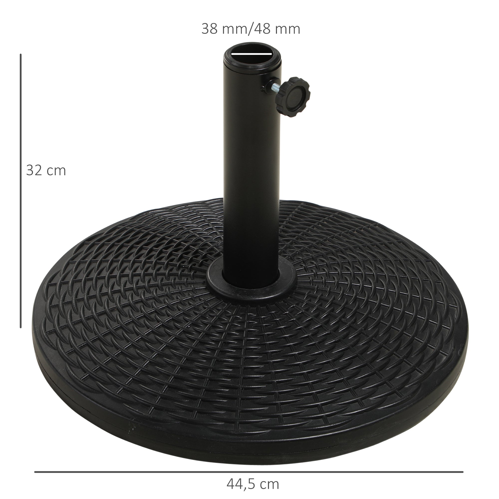 Round Parasol Base Weight Stand Ø 44.5 x 32 cm net weight 12.5 KG HDPE and black cement