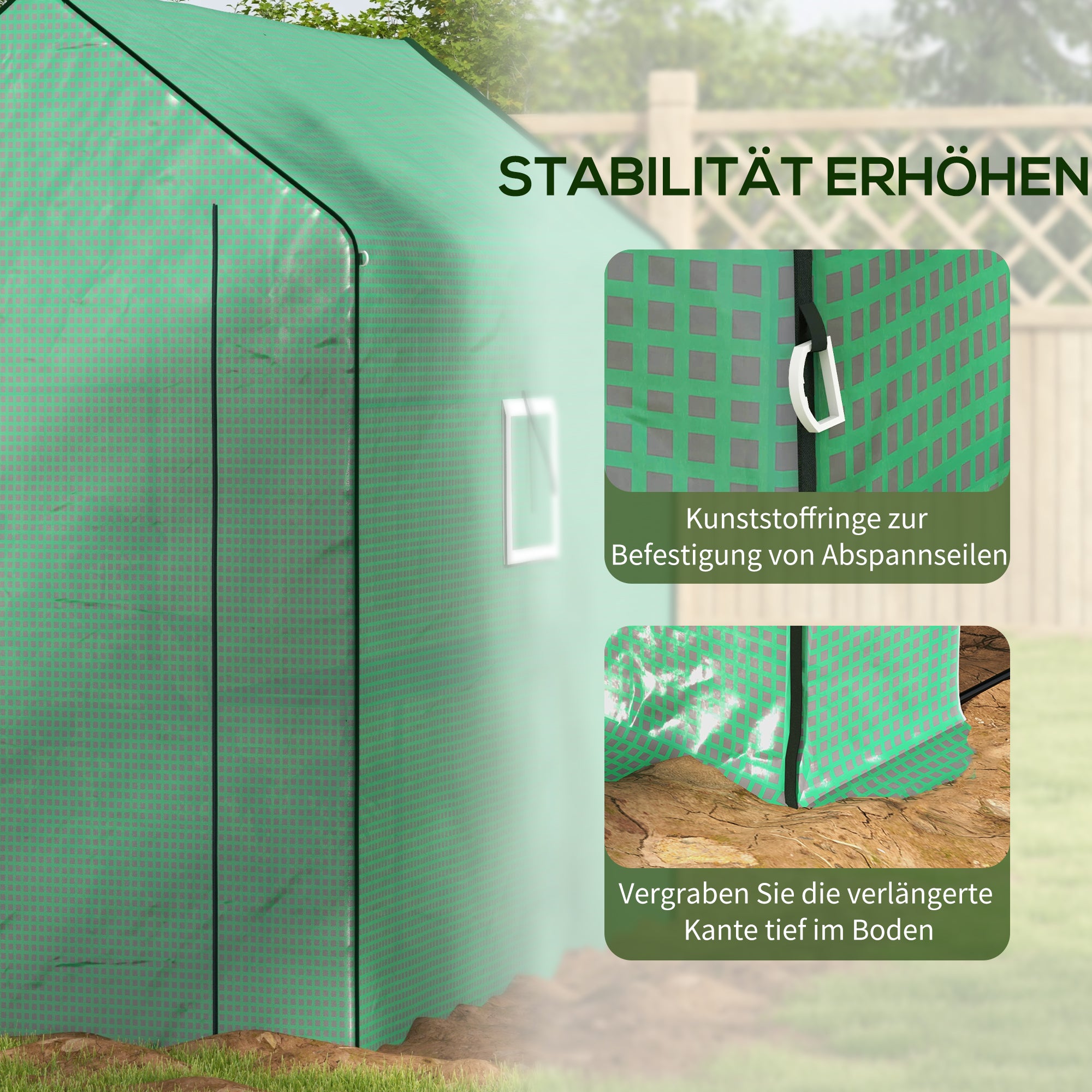 Replacement Greenhouse Cover with UV Protection, Side Window, Replacement Cover with Roll-Up Door, PE Cover for Tunnel Greenhouse, 140 x 213 x 190 cm, Green