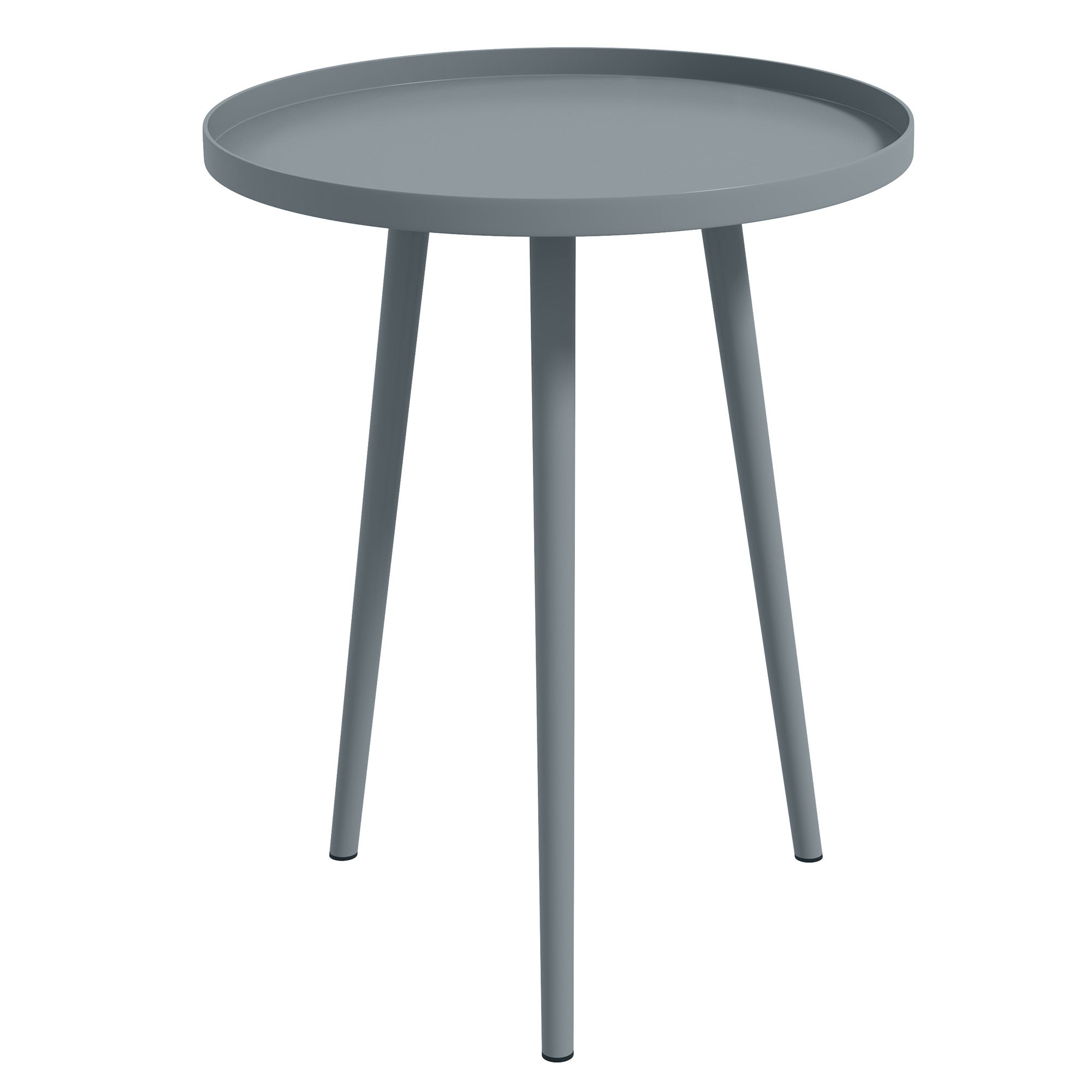 Round Garden Coffee Table, Outdoor Side Table with Rounded Steel Edge, dim. Ø40 x 50H cm gray