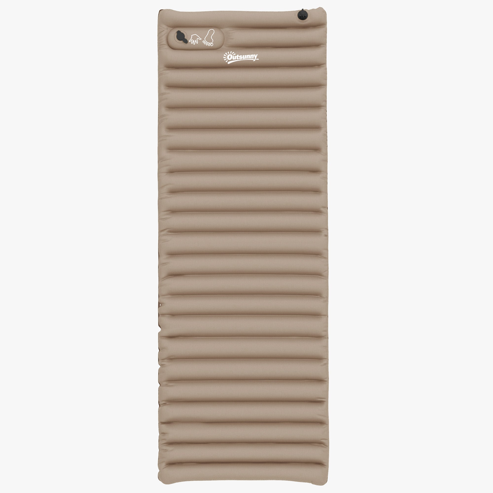 Camping Air Mattress, Inflatable Mattress with Foot Pump, Water-Resistant Air Bed with Carrying Bag, Sleeping Pad for Garden, Holds up to 120 kg, Khaki