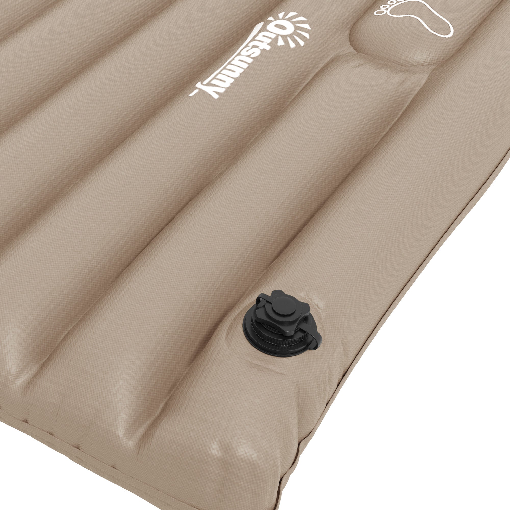 Camping Air Mattress, Inflatable Mattress with Foot Pump, Water-Resistant Air Bed with Carrying Bag, Sleeping Pad for Garden, Holds up to 120 kg, Khaki