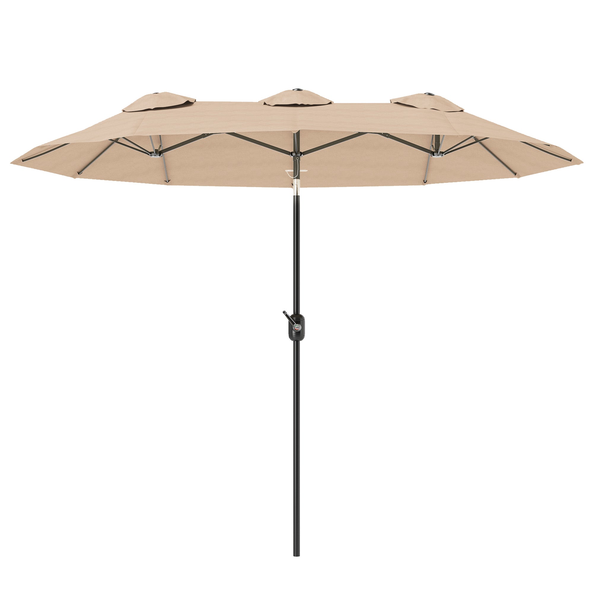 Double Tilt Garden Umbrella with 45° Tilt, Crank, and 3 Air Vents, Steel and Polyester Outdoor Umbrella, 295x152x222 cm, Coffee