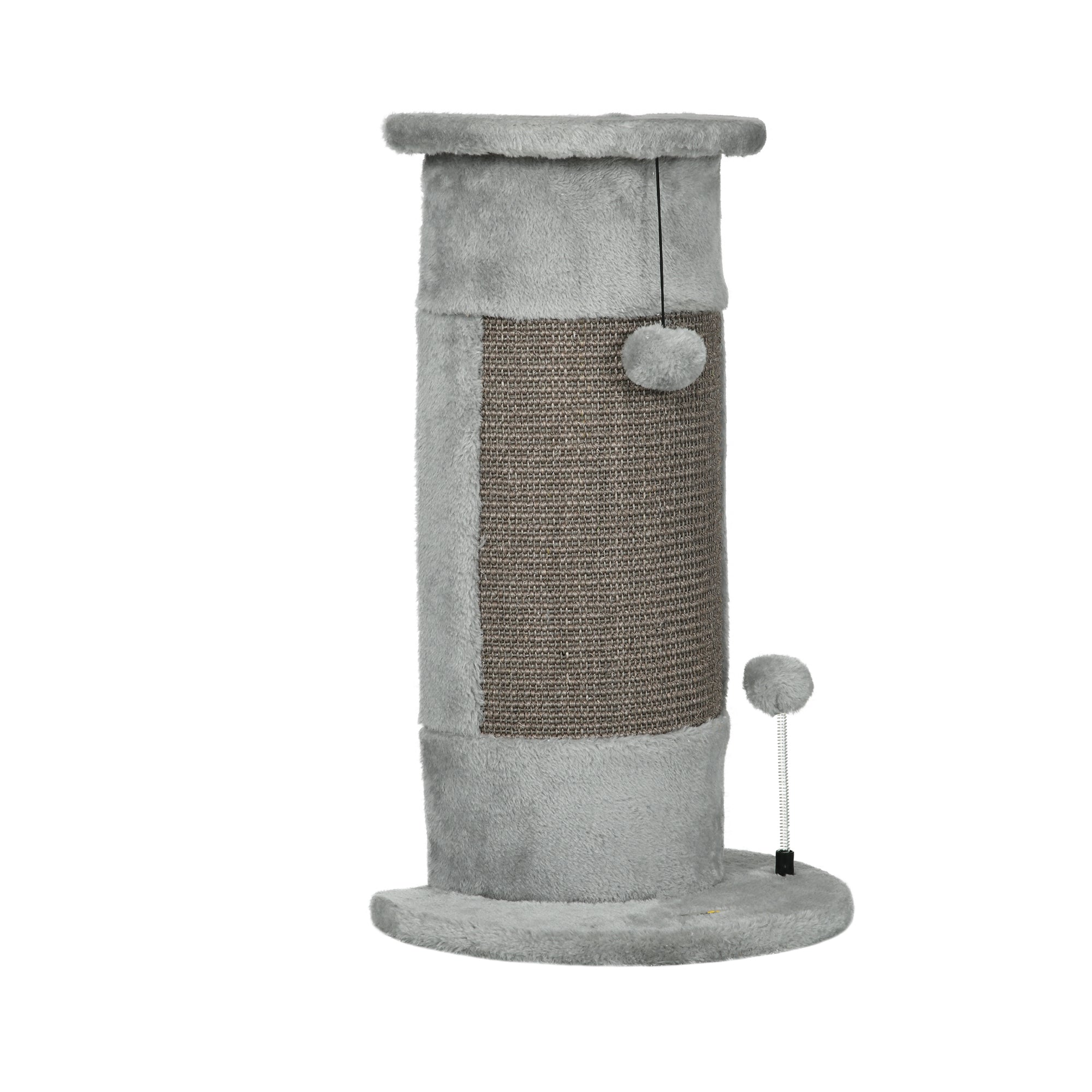 Corner Scratching Post, 58cm Sisal Scratching Pole, Cat Tree for Cats, Small Cat Scratching Post with Scratching Ball, Cat Furniture for Indoor, Gray