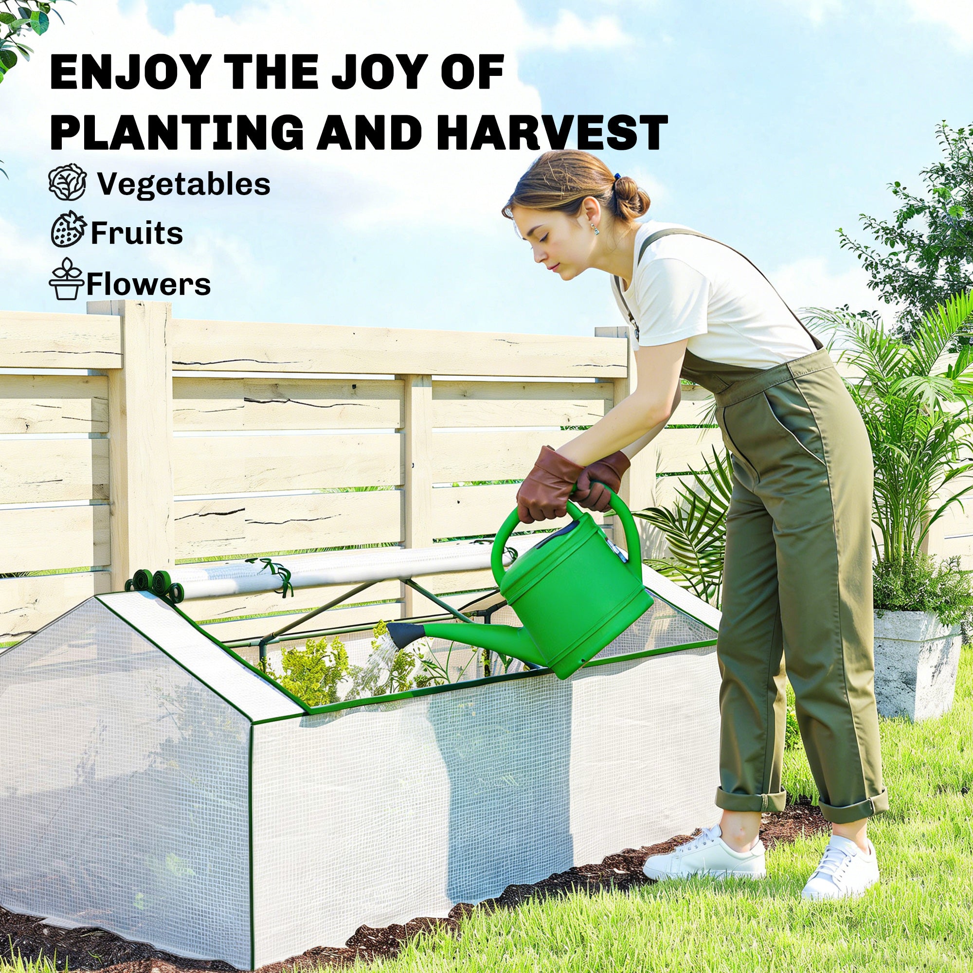 Greenhouse with PE Mesh Window — Winterproof Film Greenhouse for Balcony & Garden, Tomato House, 71" x 35.4" x 27.6" (180 x 90 x 70 cm), White