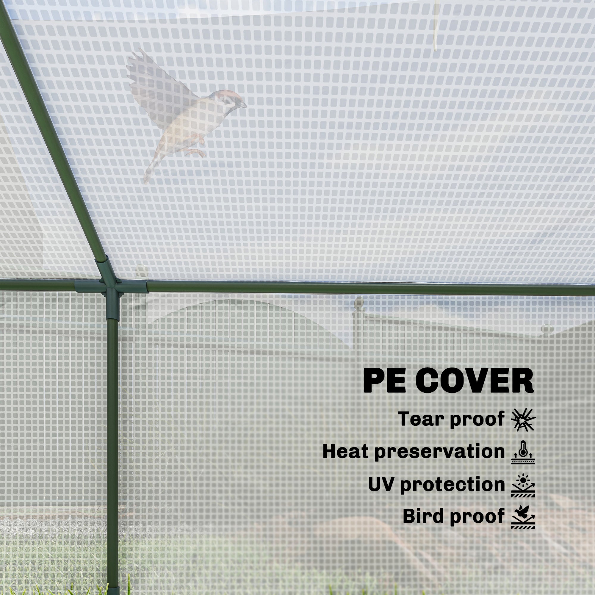 Greenhouse with PE Mesh Window — Winterproof Film Greenhouse for Balcony & Garden, Tomato House, 71" x 35.4" x 27.6" (180 x 90 x 70 cm), White