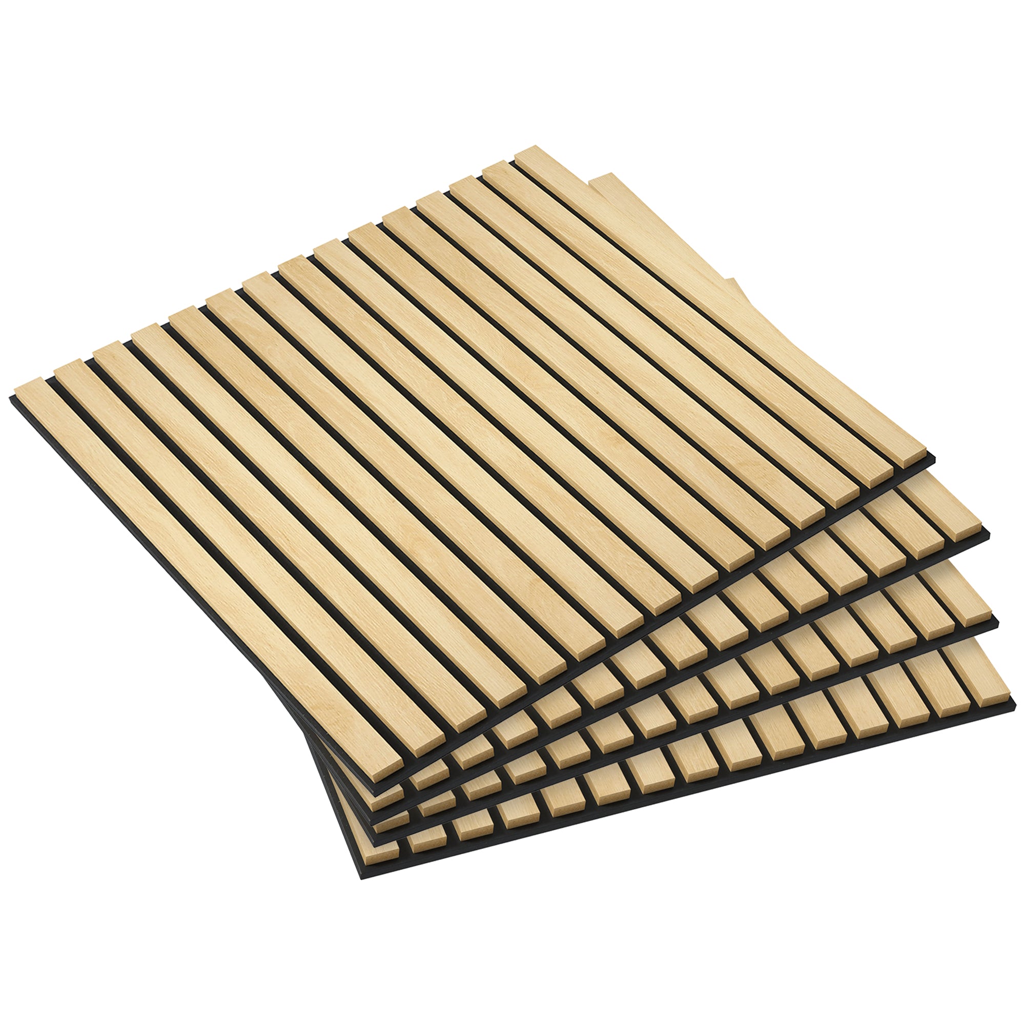 4 Pack Acoustic Panels 60 x 60 x 2.1 cm Wall Panels with Wood Look Acoustic Plates Wall Cladding as Sound Protection Sound Insulation Soundproofing for Studio Office Oak