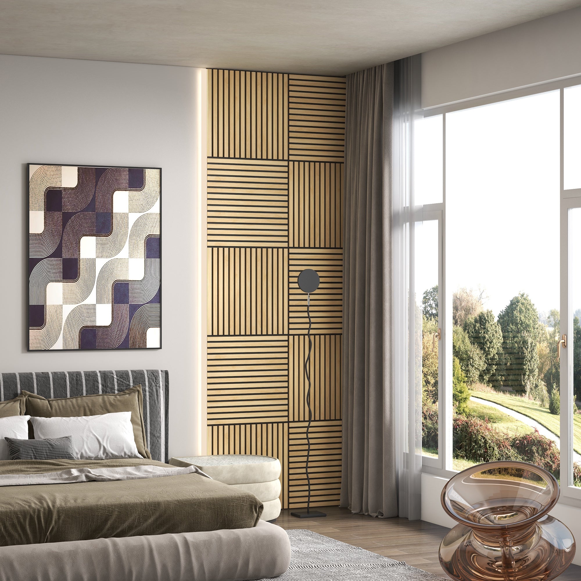 4 Pack Acoustic Panels 60 x 60 x 2.1 cm Wall Panels with Wood Look Acoustic Plates Wall Cladding as Sound Protection Sound Insulation Soundproofing for Studio Office Oak