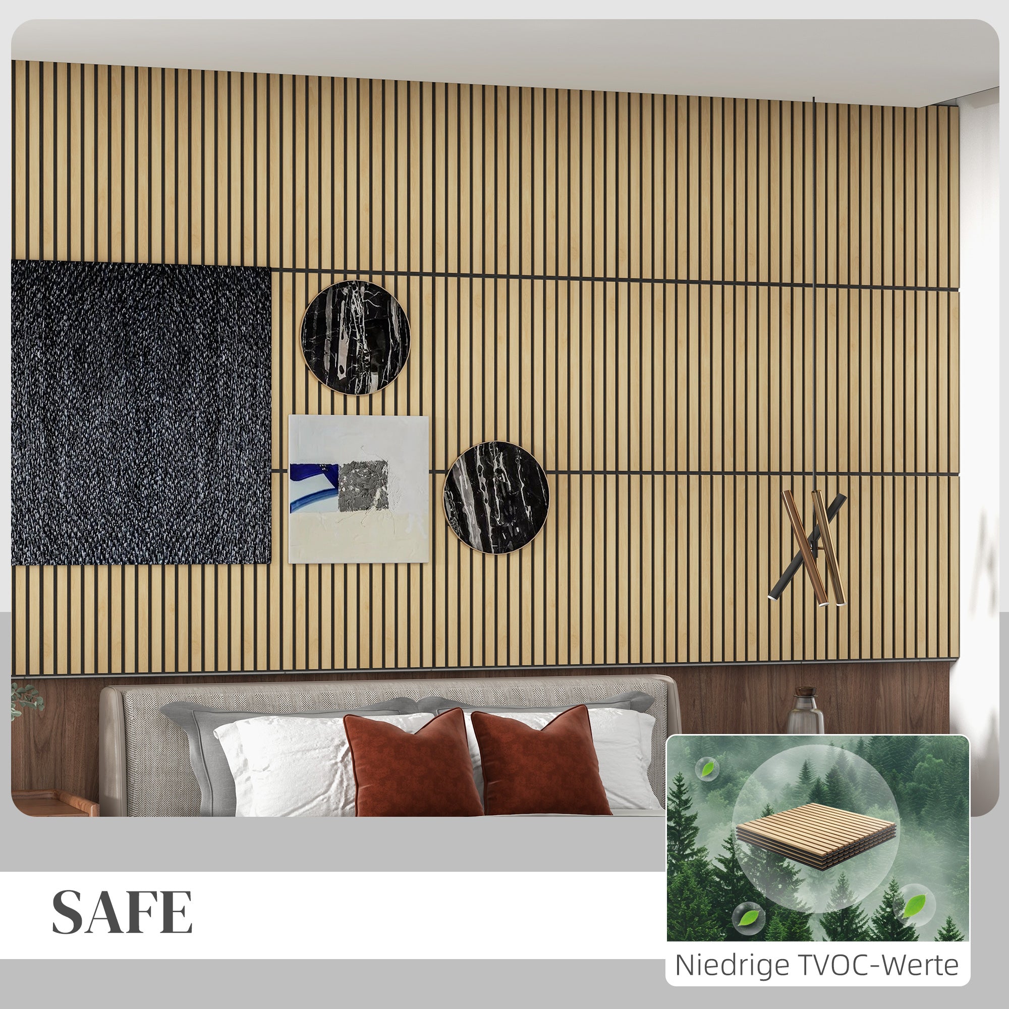 4 Pack Acoustic Panels 60 x 60 x 2.1 cm Wall Panels with Wood Look Acoustic Plates Wall Cladding as Sound Protection Sound Insulation Soundproofing for Studio Office Oak