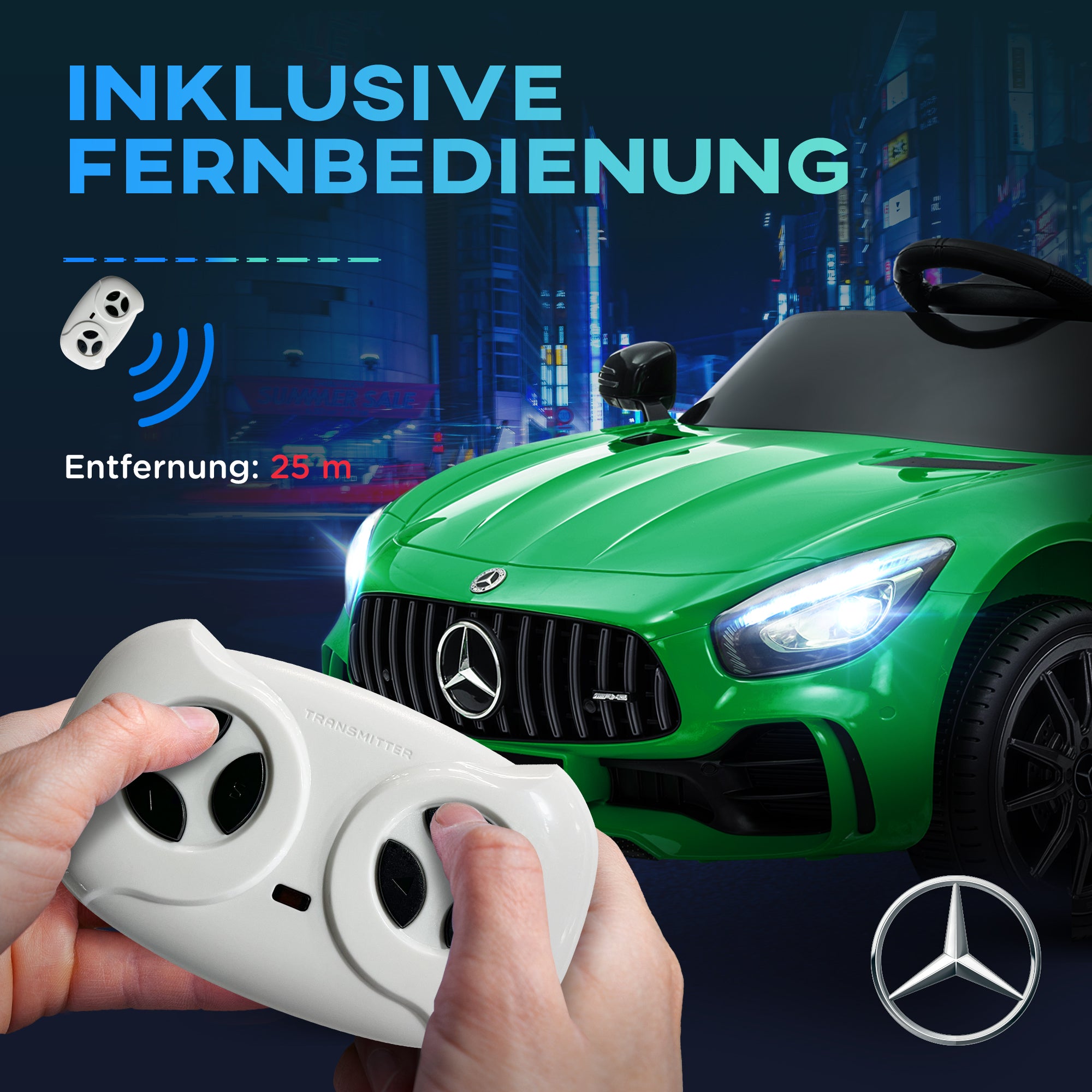 Kids Electric Car 12V Children's Car with 2.4G Remote Control, Car for Kids with Horn, MP3, Music, Soft Start, Reverse Function 3-5 km/h Electric Vehicle for 3-6 Years, Green