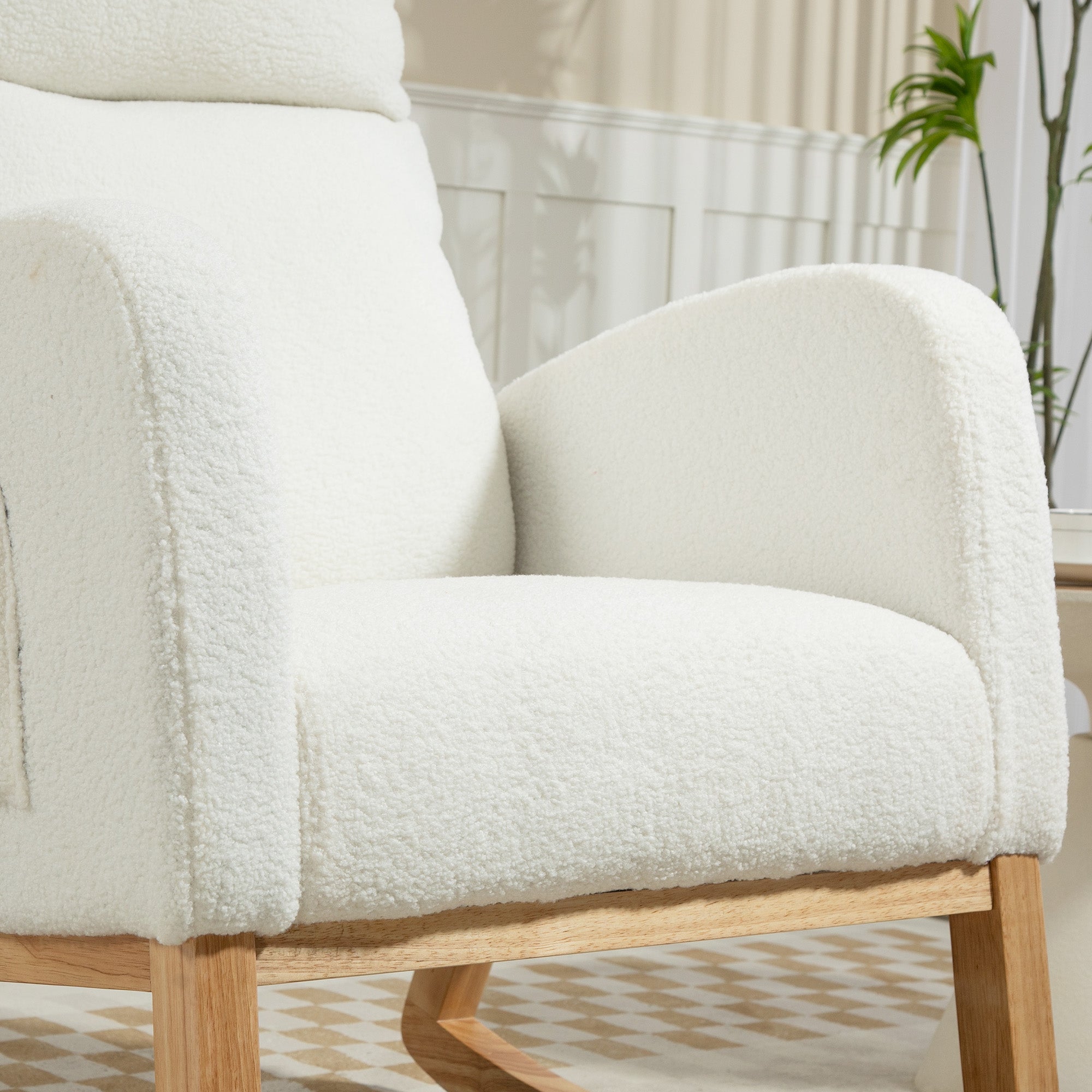 Rocking Chair, Rocking Chair, Armchair, Velvet-Look Nursing Chair, Rocking Chair up to 120 kg, for Bedroom, Living Room, Cream