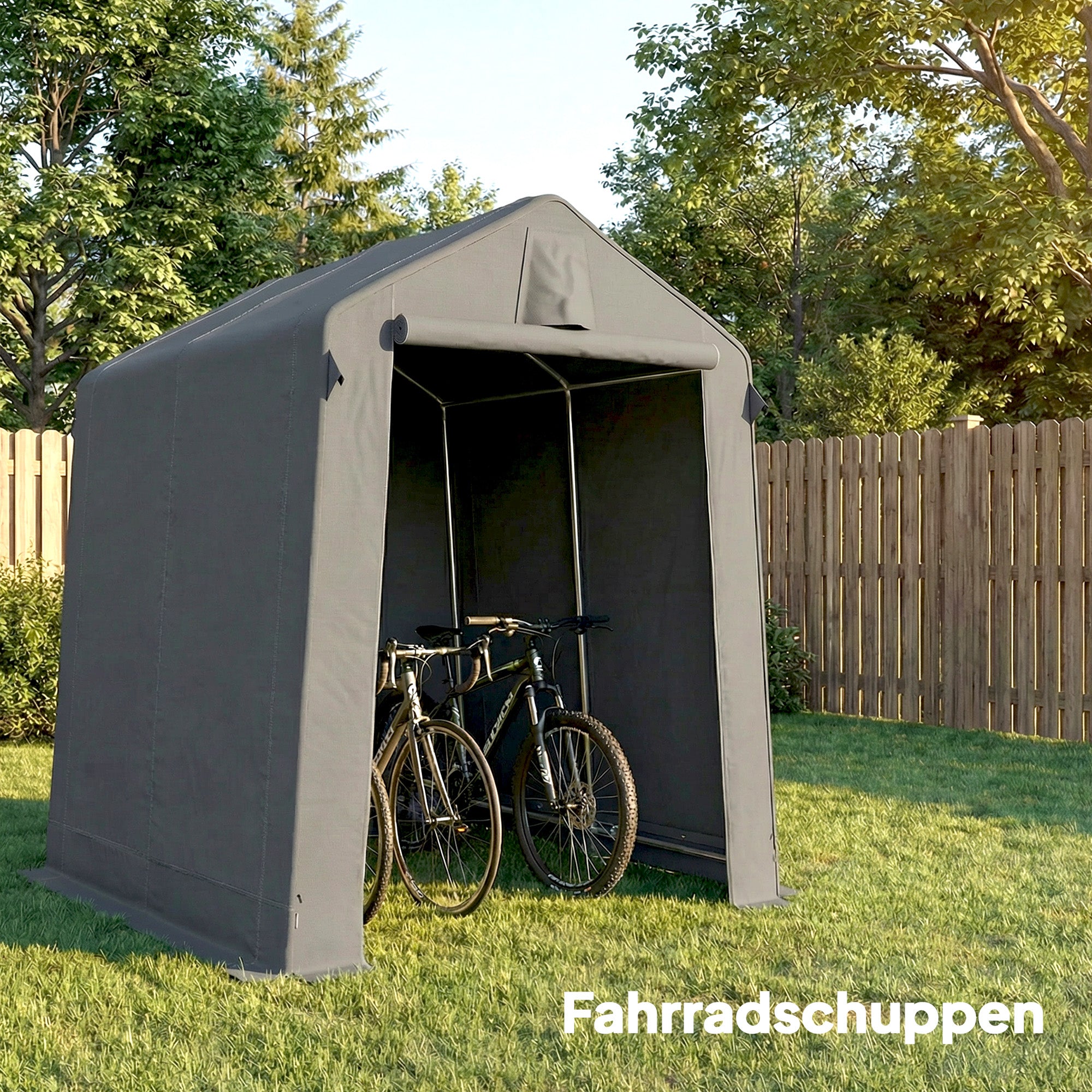 Garage Tent 2.3 x 1.9 m (7'6" x 6'3") — Water-Resistant Storage Shelter with Roll-Up Zipper Door & Ventilation, Galvanized Steel Frame, UV-Resistant — Dark Gray