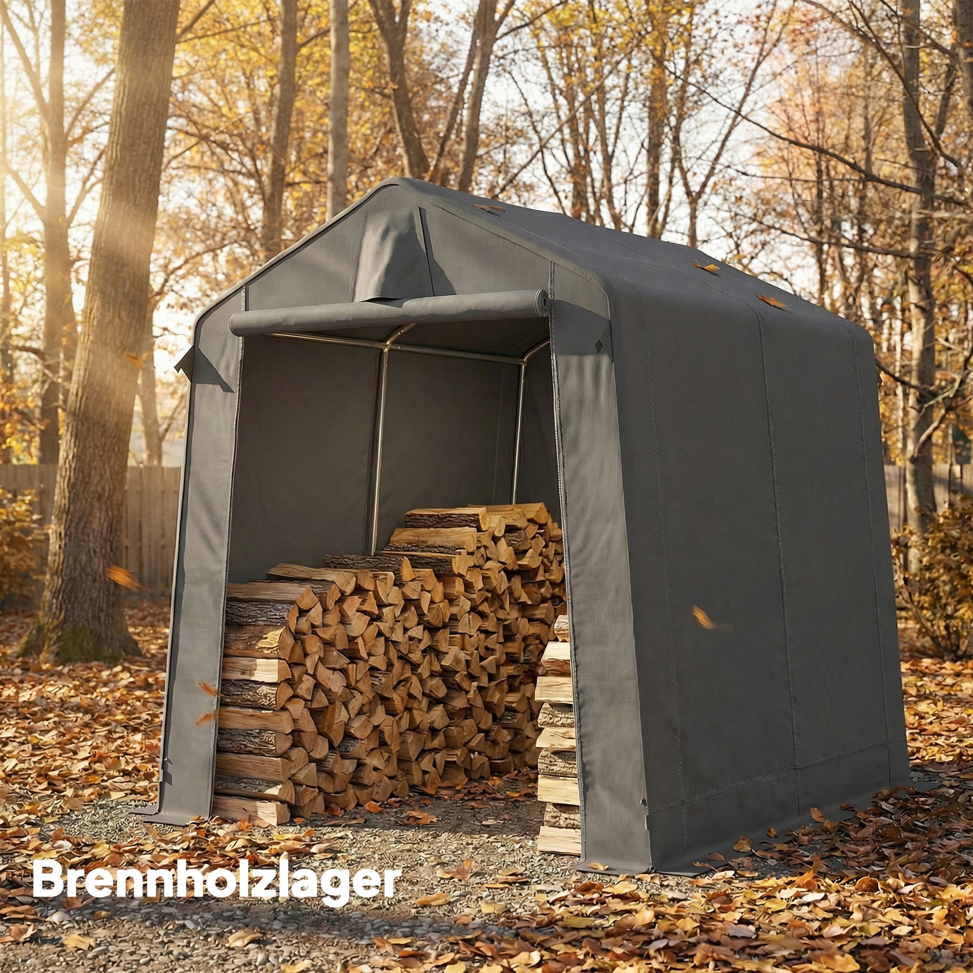 Garage Tent 2.3 x 1.9 m (7'6" x 6'3") — Water-Resistant Storage Shelter with Roll-Up Zipper Door & Ventilation, Galvanized Steel Frame, UV-Resistant — Dark Gray