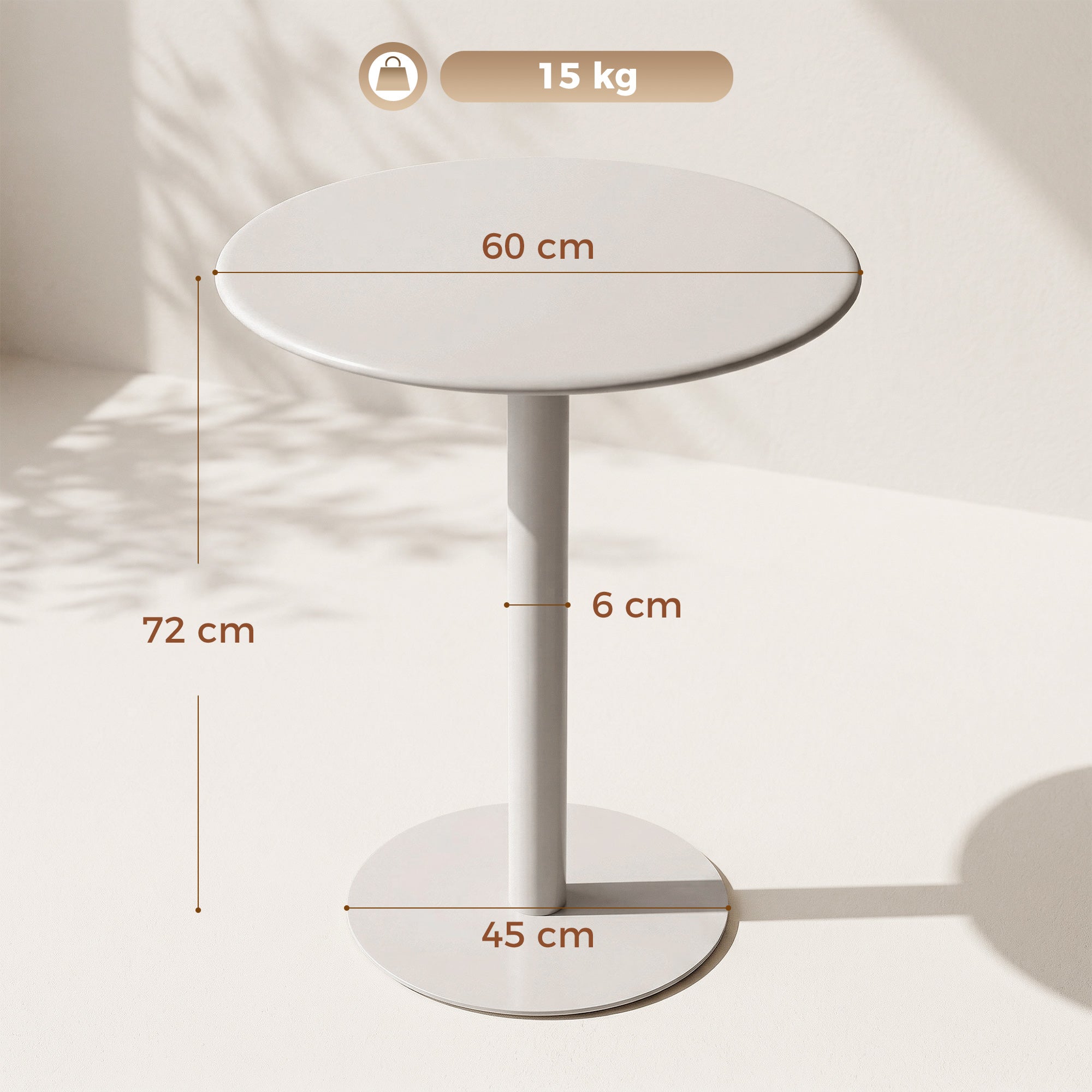 24 in Round Dining Table for 2 – Small Modern Kitchen, Dining & Bistro Table, Beige Steel