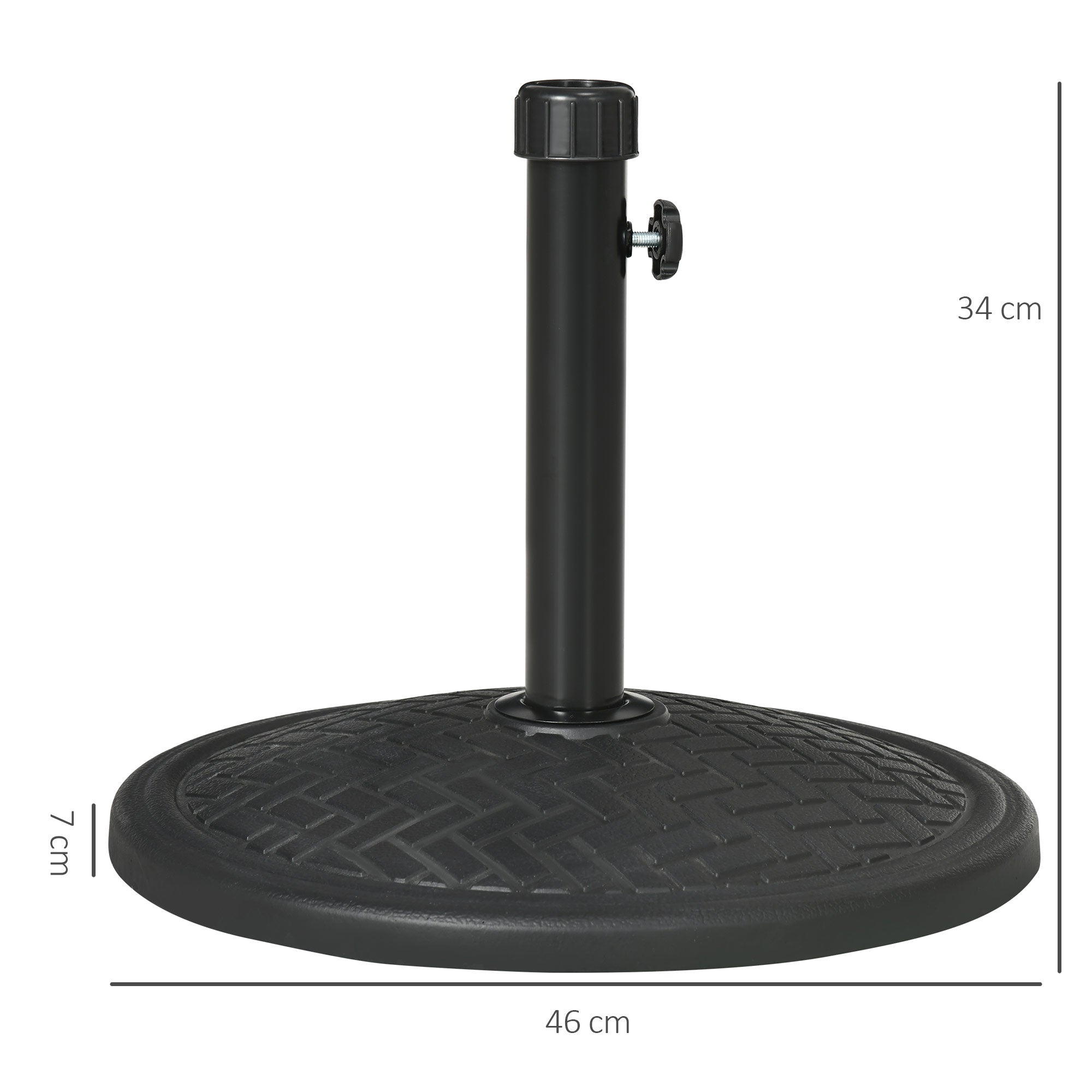 Concrete Umbrella Base Stand for 14 kg Parasol Stand for Ø32-38 mm Mast for Garden Terrace Patio Ø46x34 cm Black