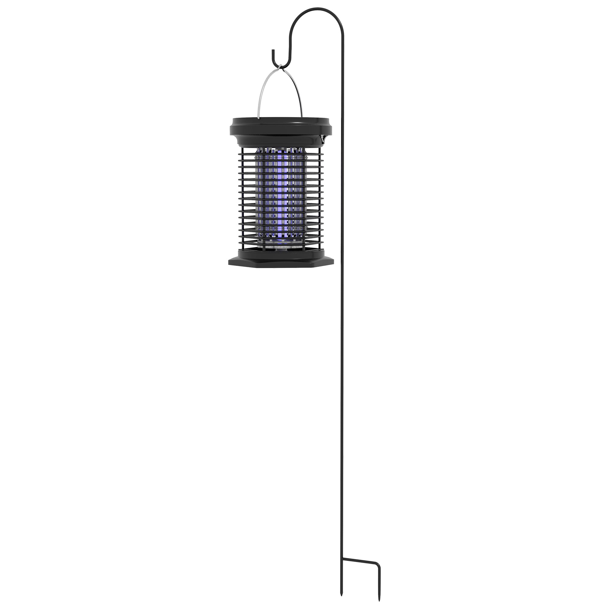 Insect and Mosquito Repellent Lamp, Hanging Garden Lantern, Solar and USB-C Rechargeable - Effective for 50m² area in black