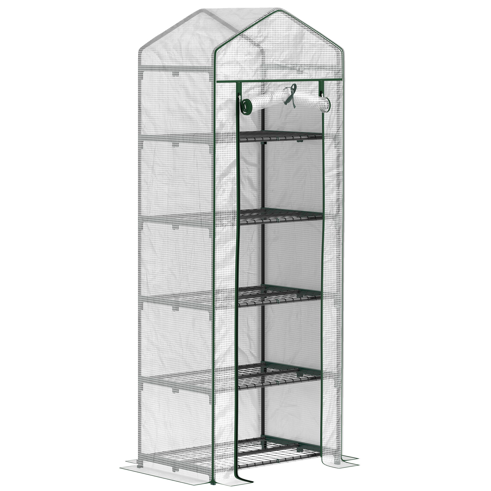 Greenhouse with Roll-Up Door, Shelves, Winterproof Steel Frame, Greenhouse for Balcony, Garden, Tomato House 69 x 49 x 193 cm, Tomato Greenhouse for Tomatoes, Flowers, White