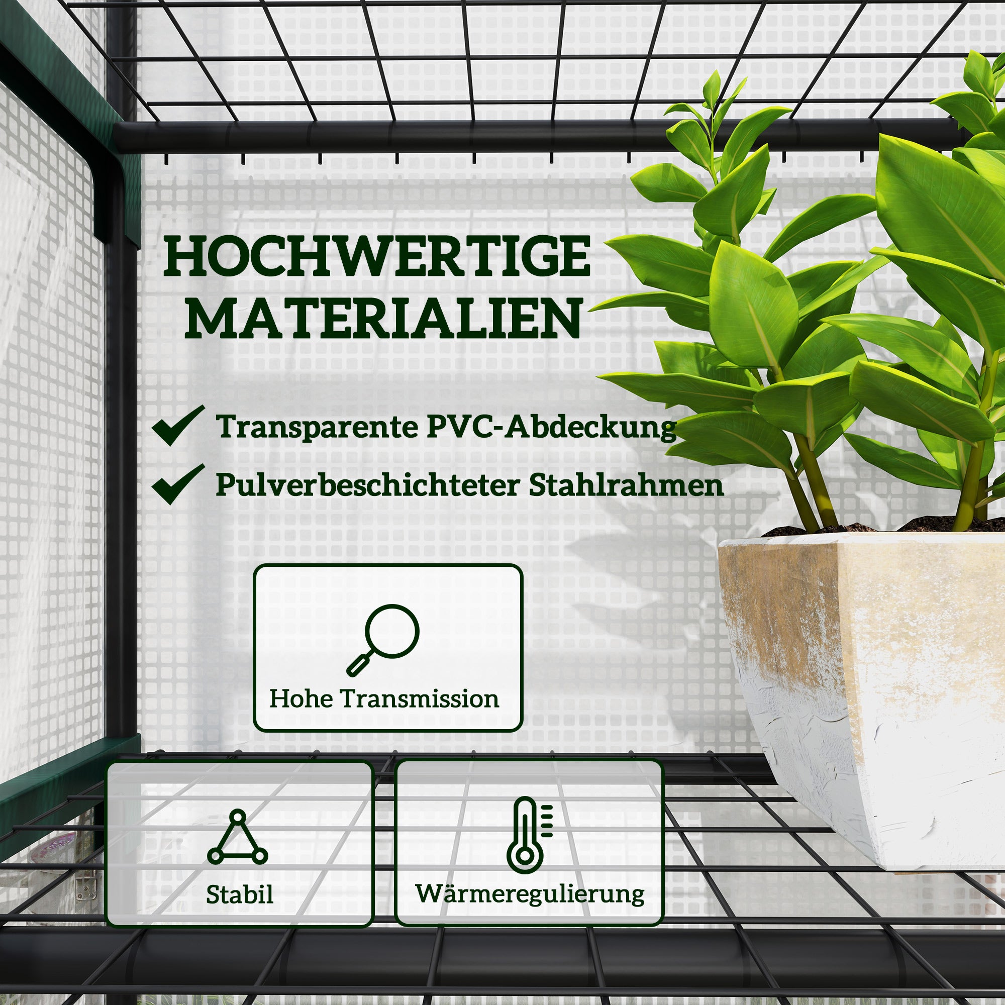 Greenhouse with Roll-Up Door, Shelves, Winterproof Steel Frame, Greenhouse for Balcony, Garden, Tomato House 69 x 49 x 193 cm, Tomato Greenhouse for Tomatoes, Flowers, White