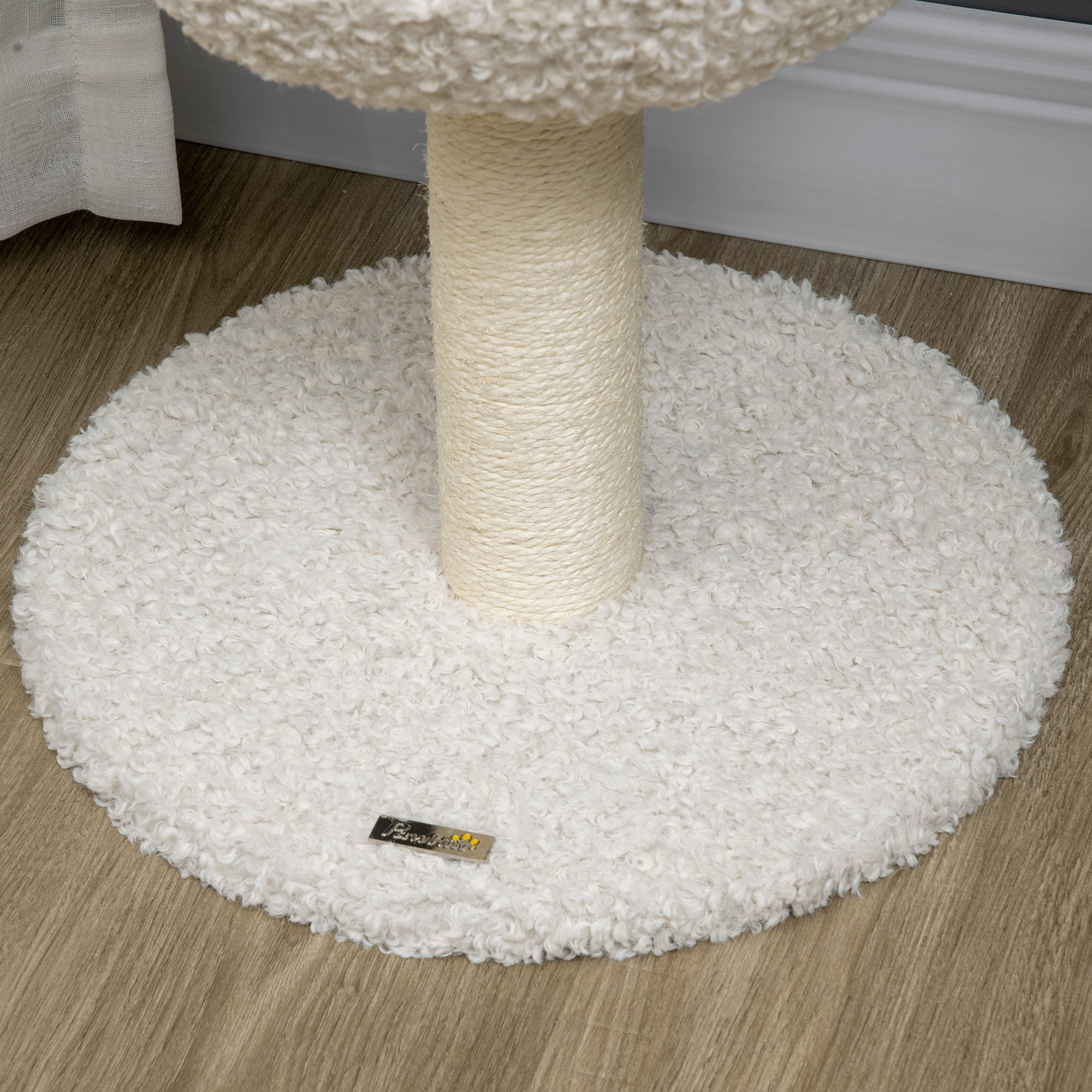 Cat Tree, 80 cm, Cat Tree with Cat Cave, Cat Scratching Post in Goat Design, Climbing Tree with Sisal Pole and Plush Frame, Cat Furniture, Cream White