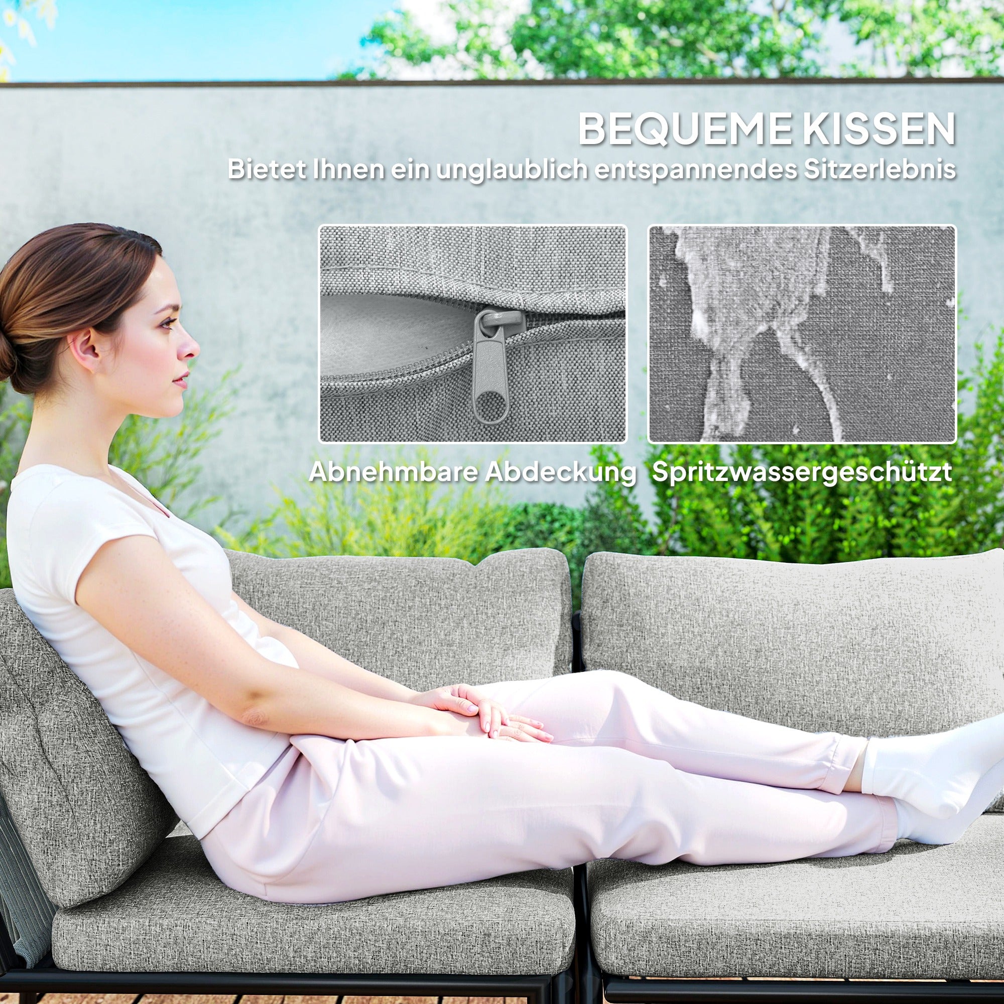 Garden Furniture Set Polyrattan Lounge Set with Corner Sofa Table Cushions Weatherproof Seating Group for 6 Persons Outdoor Balcony Furniture Garden Lounge Terrace Furniture for Garden Balcony Dark Gray