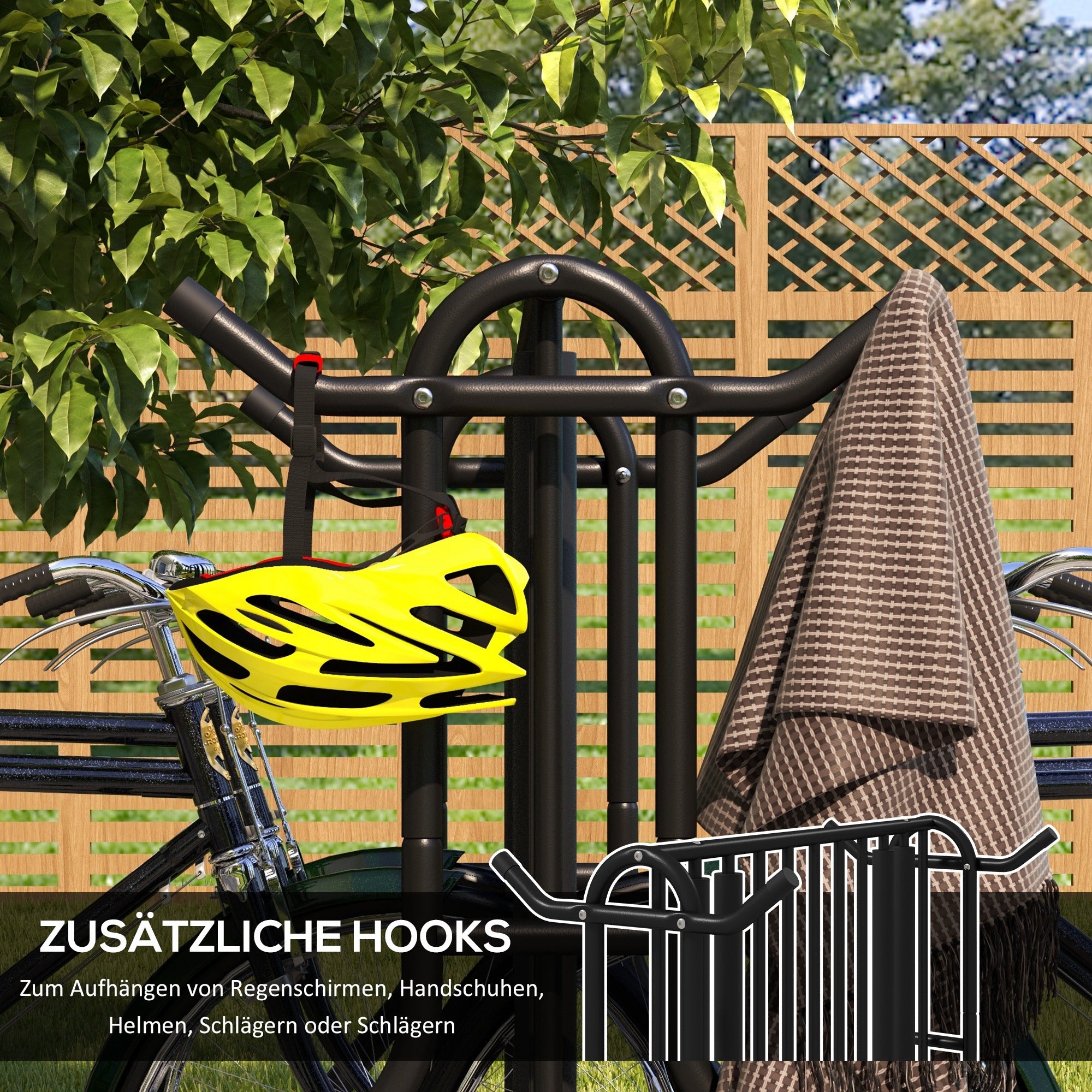 Bike Stand Multi-Stand Bike Rack Weatherproof Floor Stand for up to 4 Bikes, Double-Sided, Steel 90 x 80 x 80 cm, Black