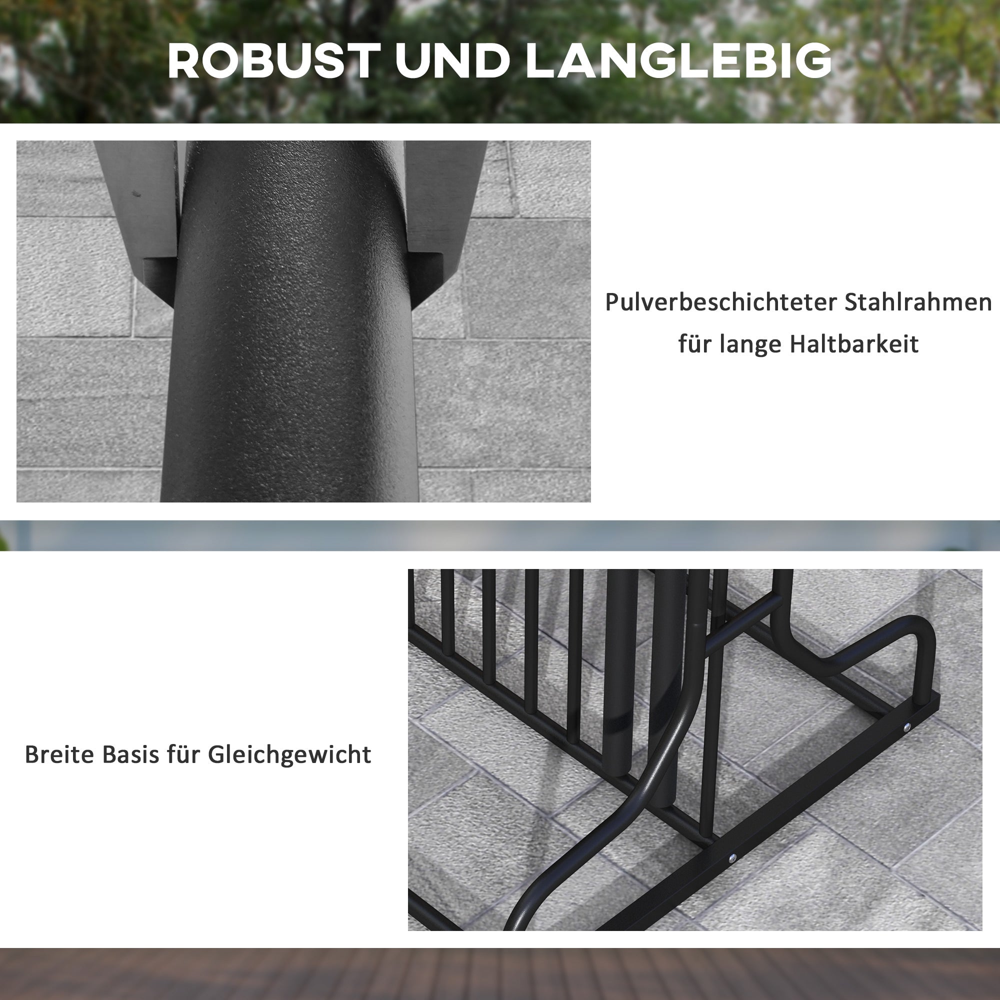 Bike Stand Multi-Stand Bike Rack Weatherproof Floor Stand for up to 4 Bikes, Double-Sided, Steel 90 x 80 x 80 cm, Black