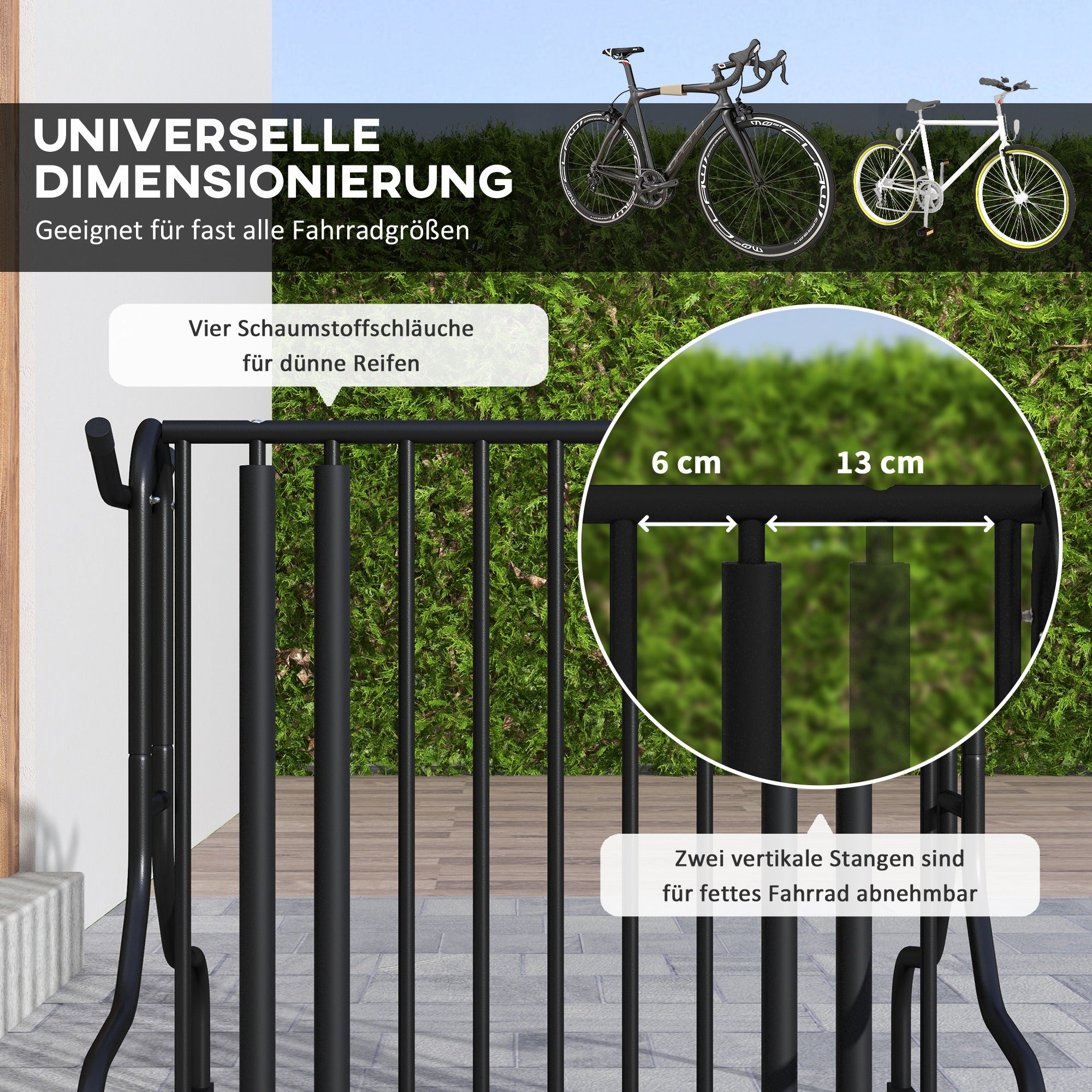 Bike Stand Multi-Stand Bike Rack Weatherproof Floor Stand for up to 4 Bikes, Double-Sided, Steel 90 x 80 x 80 cm, Black