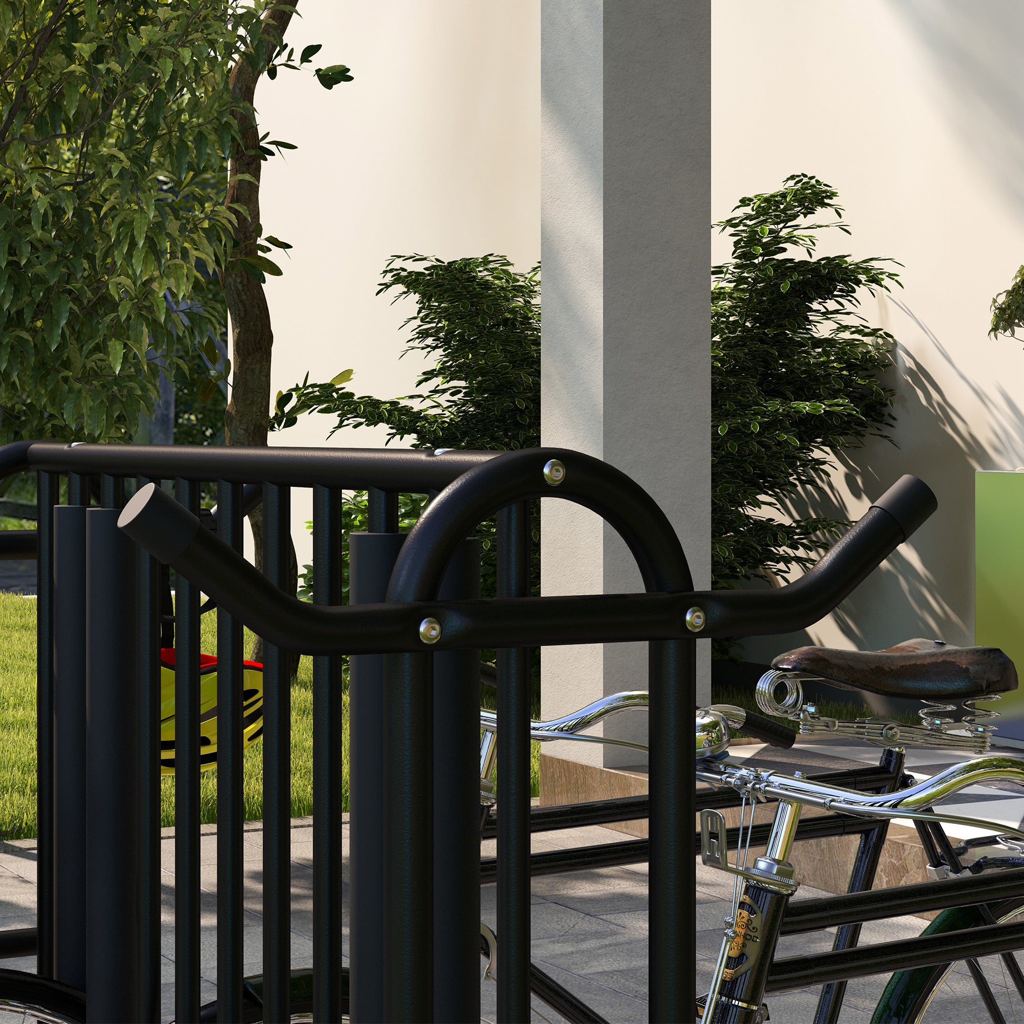 Bike Stand Multi-Stand Bike Rack Weatherproof Floor Stand for up to 4 Bikes, Double-Sided, Steel 90 x 80 x 80 cm, Black