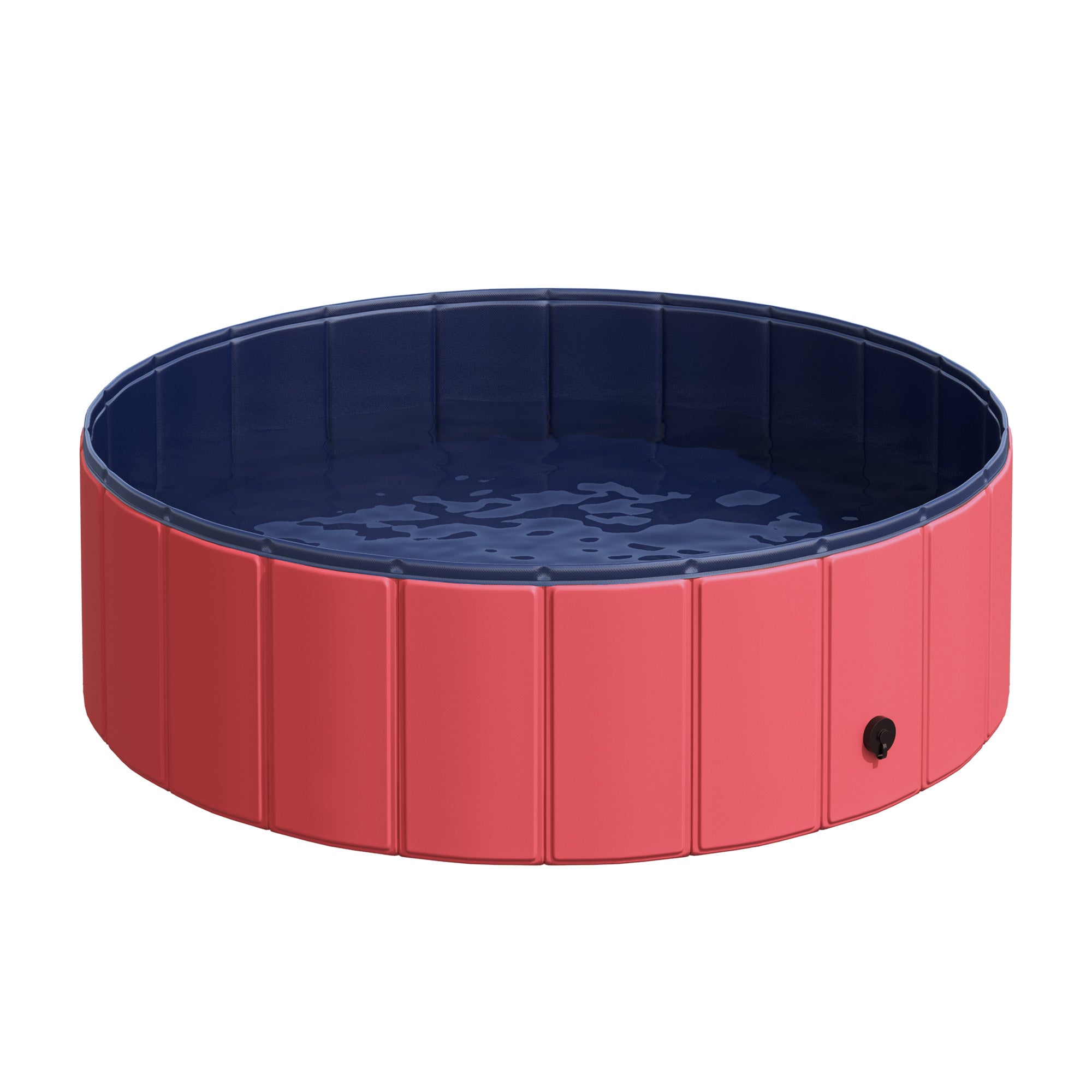 Foldable Dog Bath Tub Dog Pool Splash Pool Swimming Pool Water Basin for Dogs and Cats Plastic+Wood Red Ø100 x H30 cm