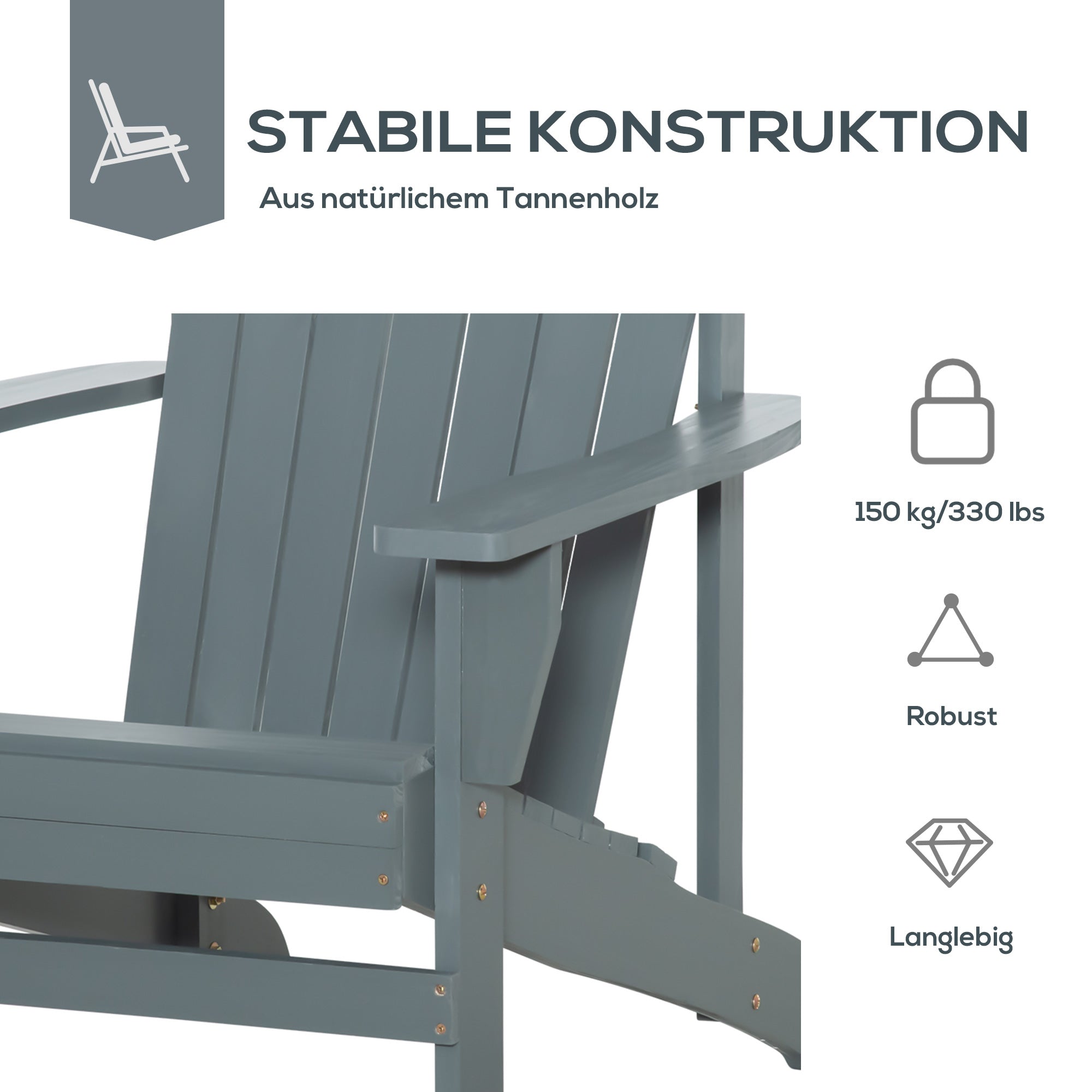 Adirondack Garden Chair with Cup Holder Garden Lounger Balcony Chair Solid Wood Dark Gray 97 x 72.5 x 93 cm