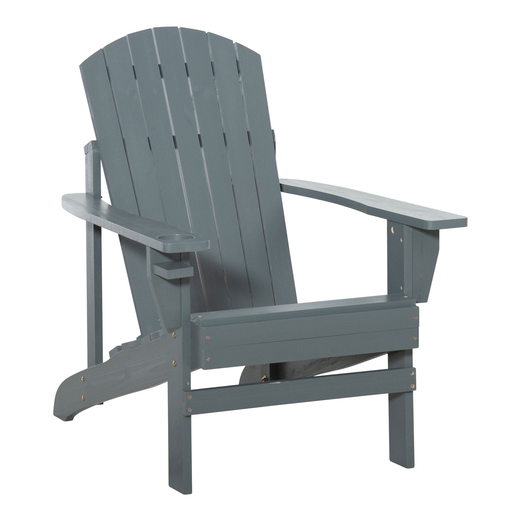 Adirondack Garden Chair with Cup Holder Garden Lounger Balcony Chair Solid Wood Dark Gray 97 x 72.5 x 93 cm