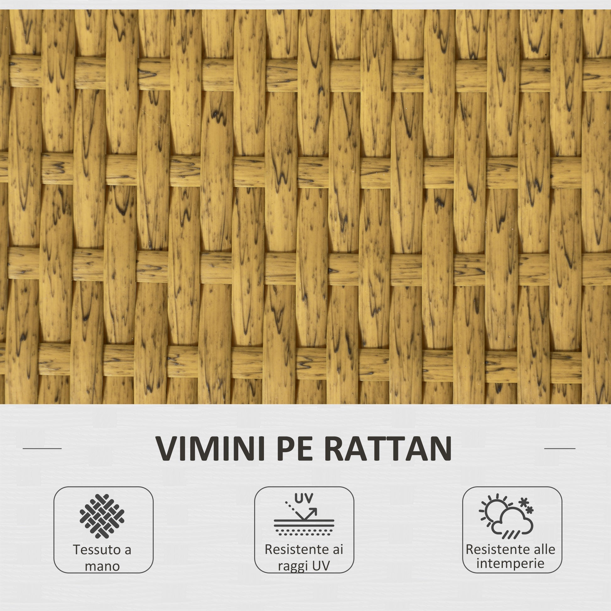 3-Piece Outdoor Rattan Lounge Set with Chaise Longue, Two-Seater Sofa, Cushions, and Coffee Table, Cream