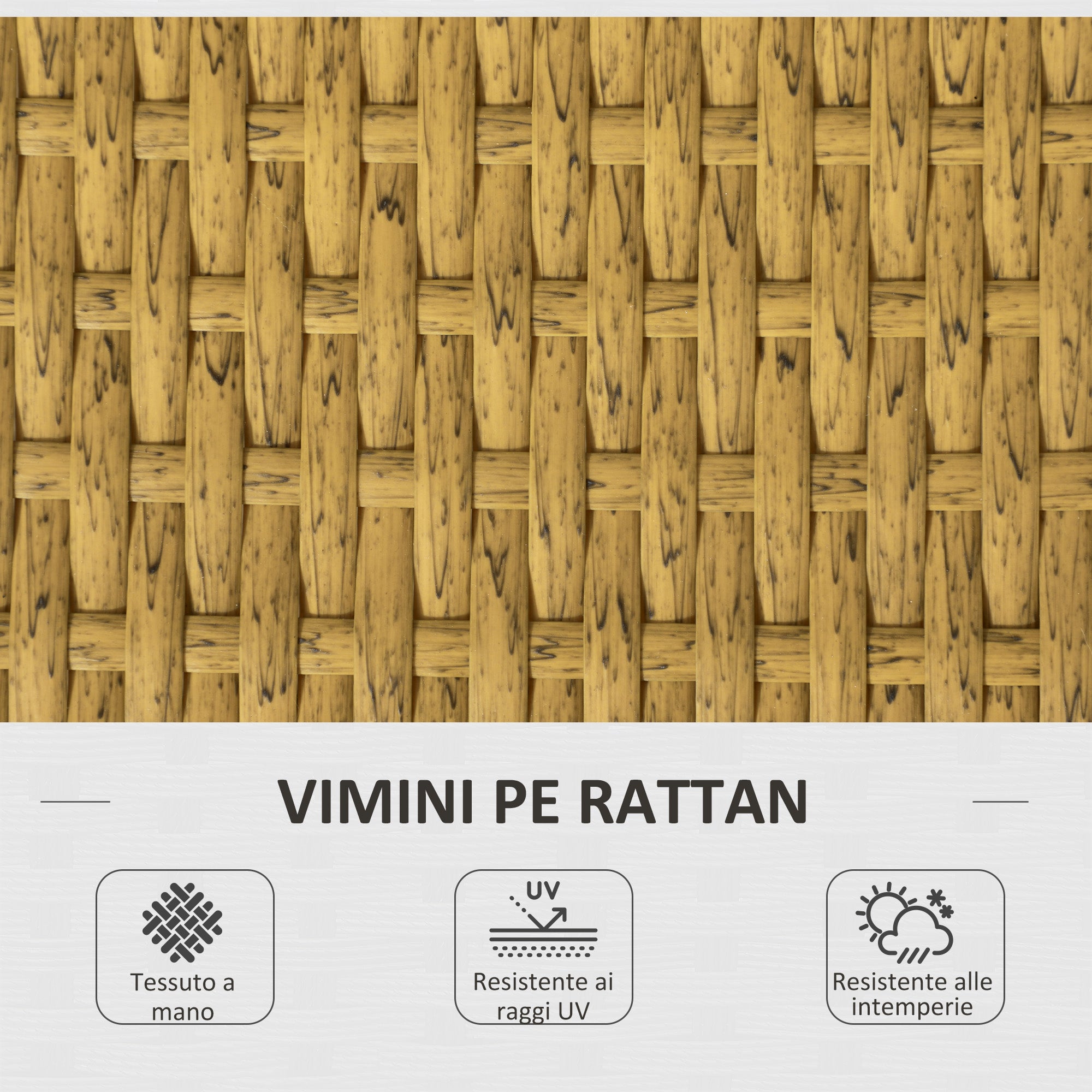 3-Piece Outdoor Rattan Lounge Set with Chaise Longue, Two-Seater Sofa, Cushions, and Coffee Table, Cream