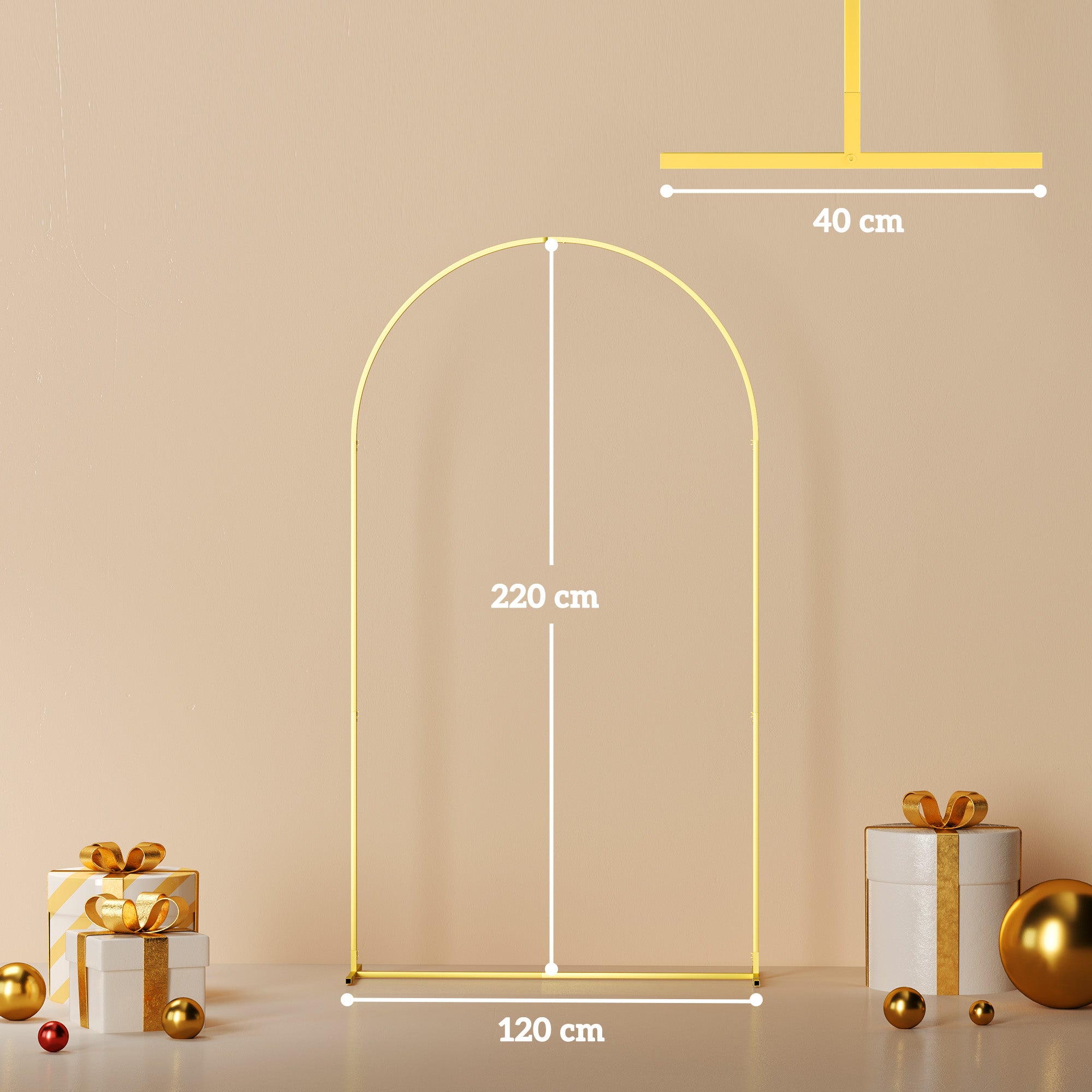 Metal Garden Arch for Roses Wedding Arch with Weather-Resistant Powder Coating for Climbing Plants Decoration Patio Terrace 120x40x220 cm Gold