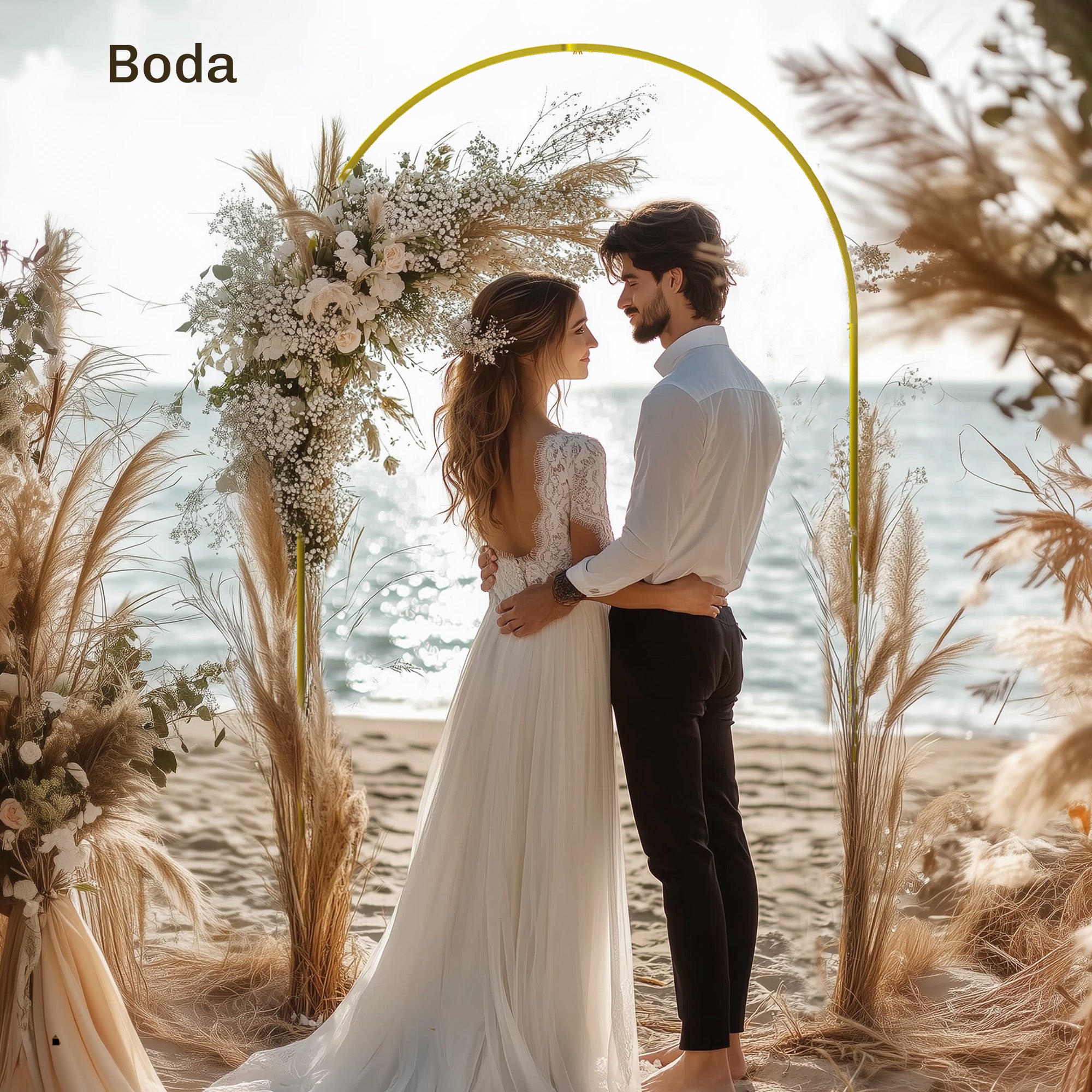 Metal Garden Arch for Roses Wedding Arch with Weather-Resistant Powder Coating for Climbing Plants Decoration Patio Terrace 120x40x220 cm Gold