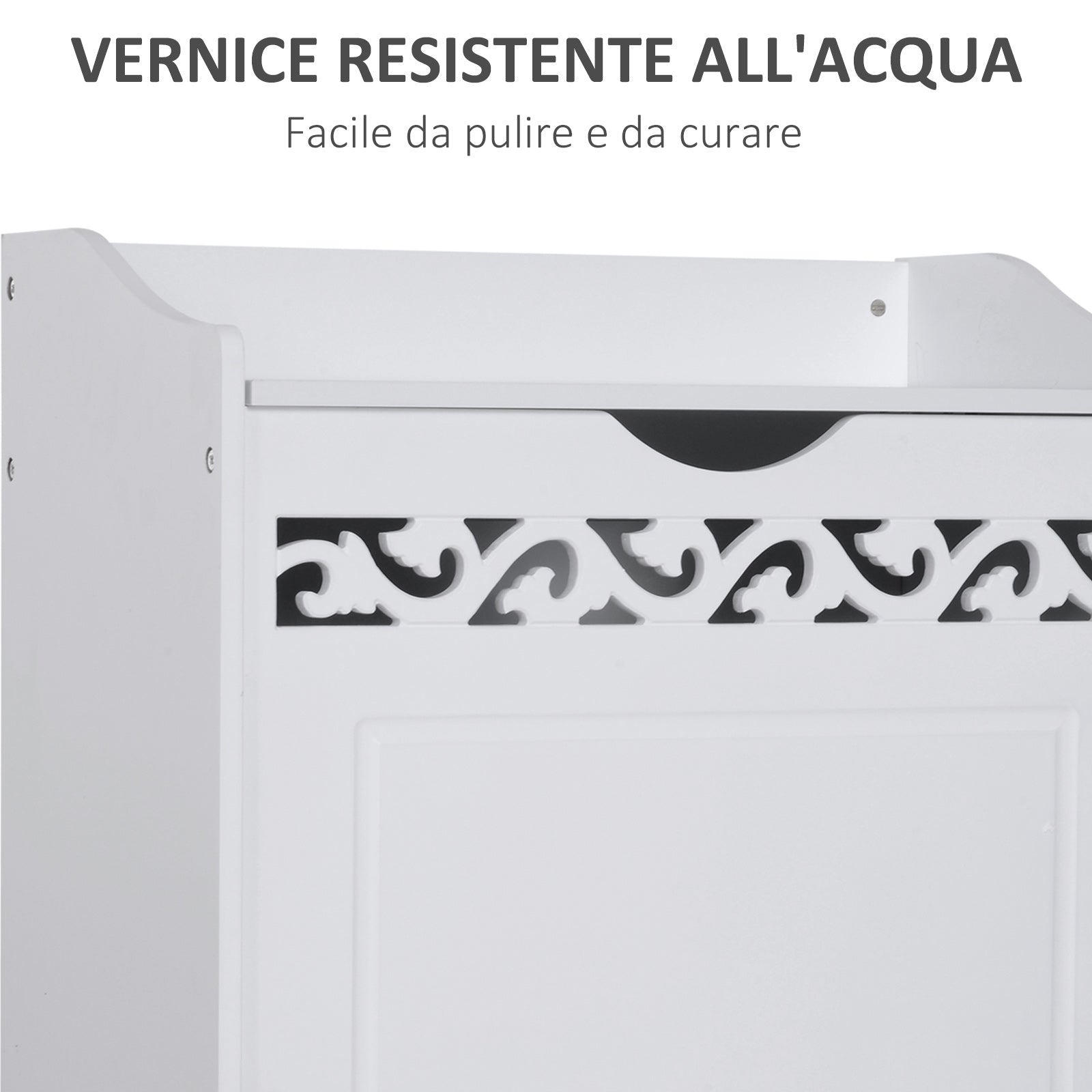 Bathroom Wooden Cabinet, Storage Cabinet for Bedroom, Living Room, 55L x 34W x 58H cm, White