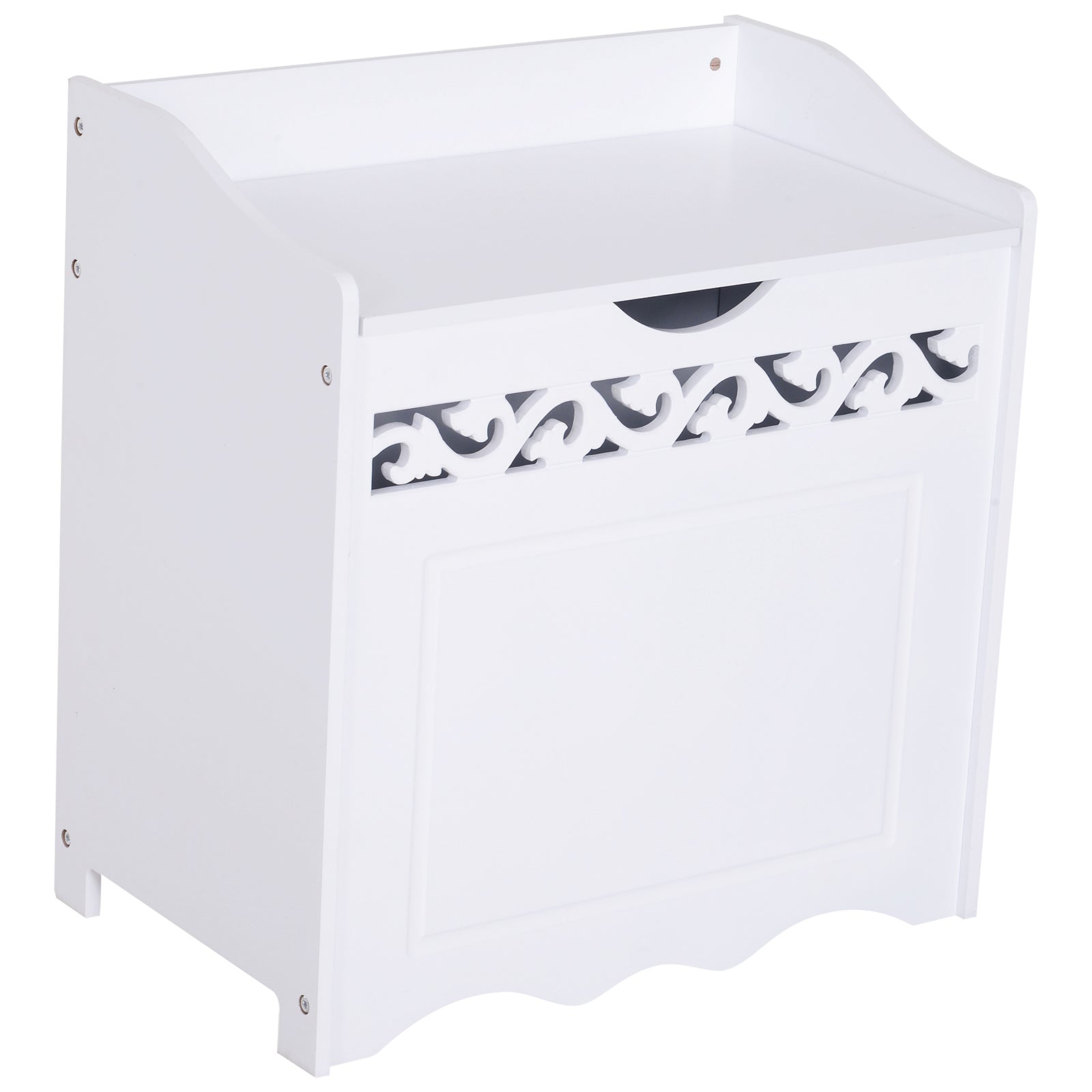 Bathroom Wooden Cabinet, Storage Cabinet for Bedroom, Living Room, 55L x 34W x 58H cm, White