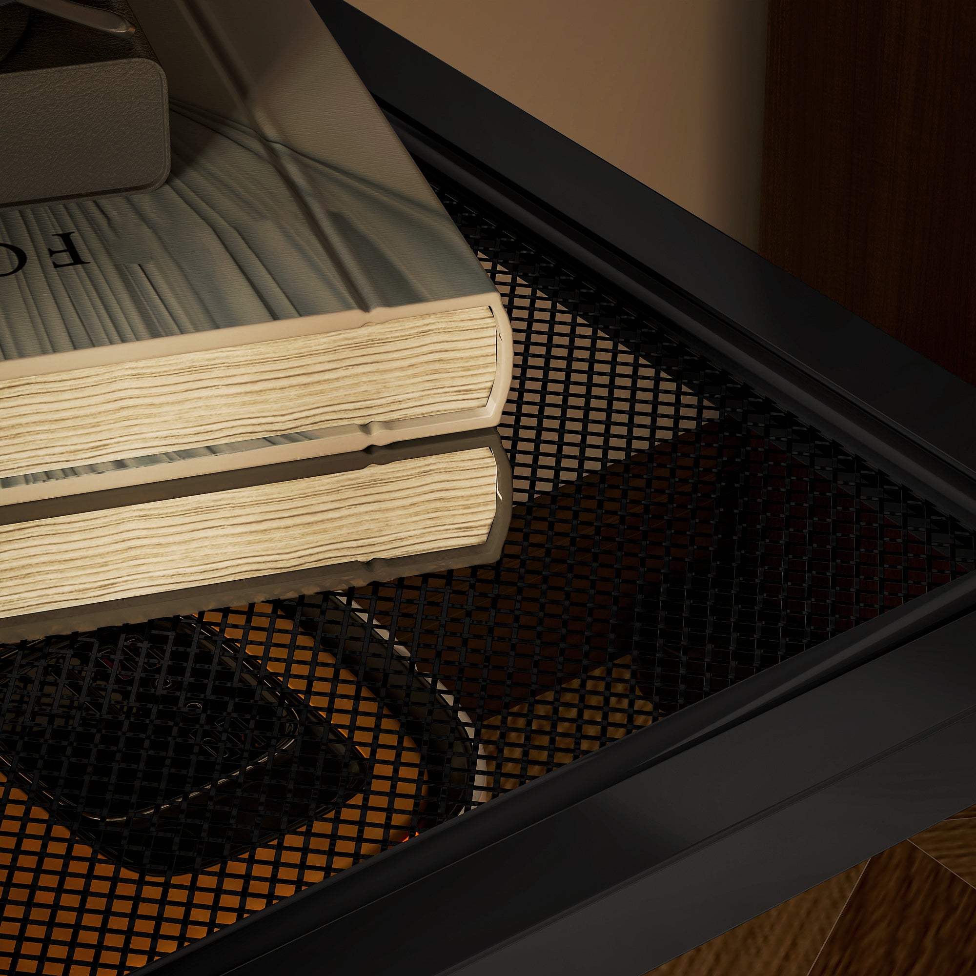 Computer Desk, 150 x 60 cm Home Office Desk with Storage, Reversible Shelves, Fabric Bag, for Small Spaces, Bedroom, Brown