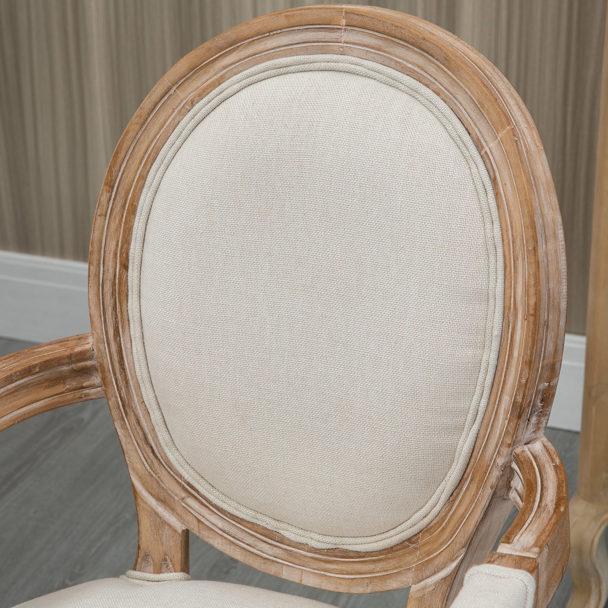 Dining Chair Kitchen Chair with Linen Look, Dining Chair, Armchair with Backrest, Wooden Legs, Upholstered Chair up to 150 kg Load Capacity, for Living Room, Kitchen, Cream