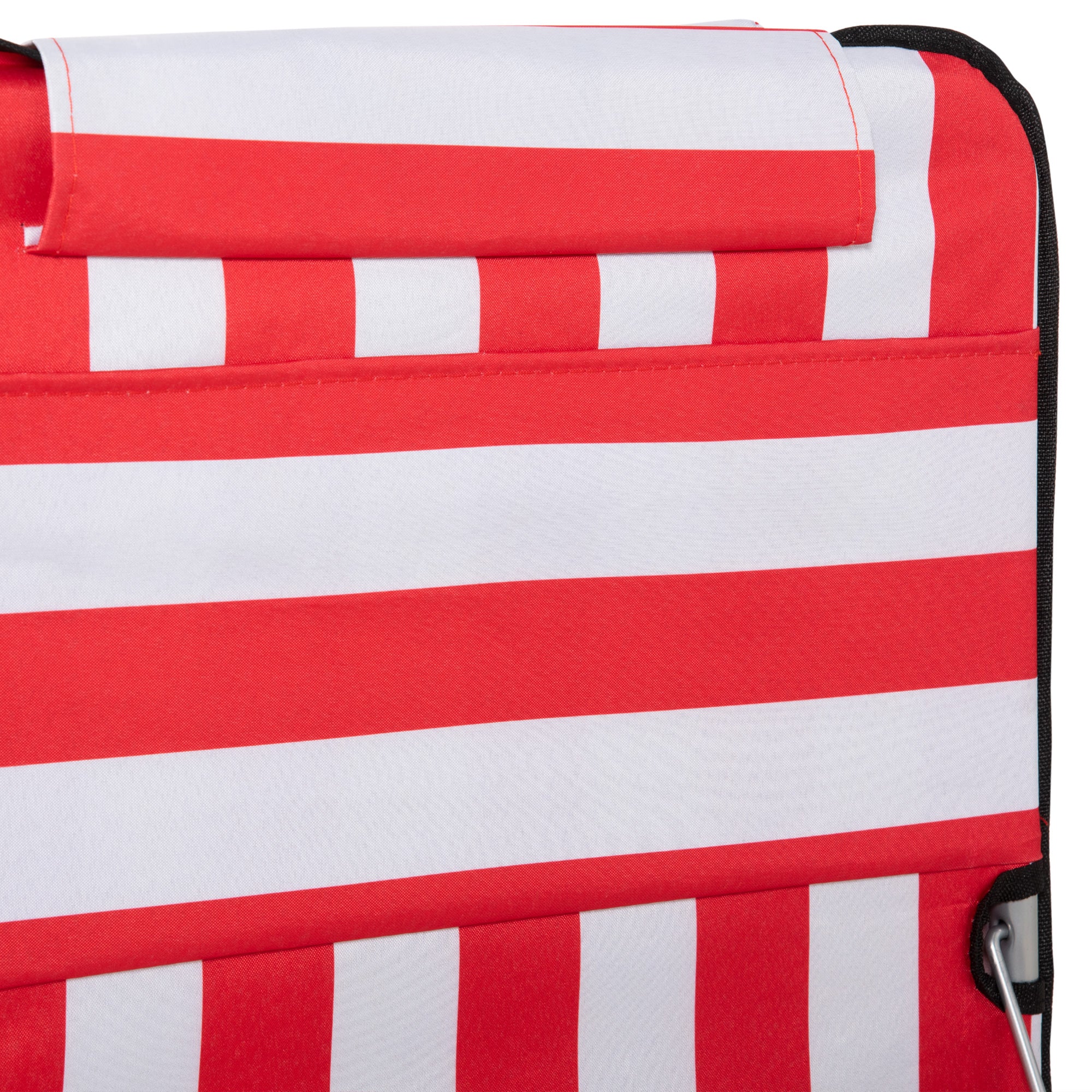 Set of 2 Adjustable Backrest Beach Loungers with 5 Positions, Headrest and Travel Bag, Folding Beach Loungers in Steel and PE, 124x53x35-45 cm, Red and White