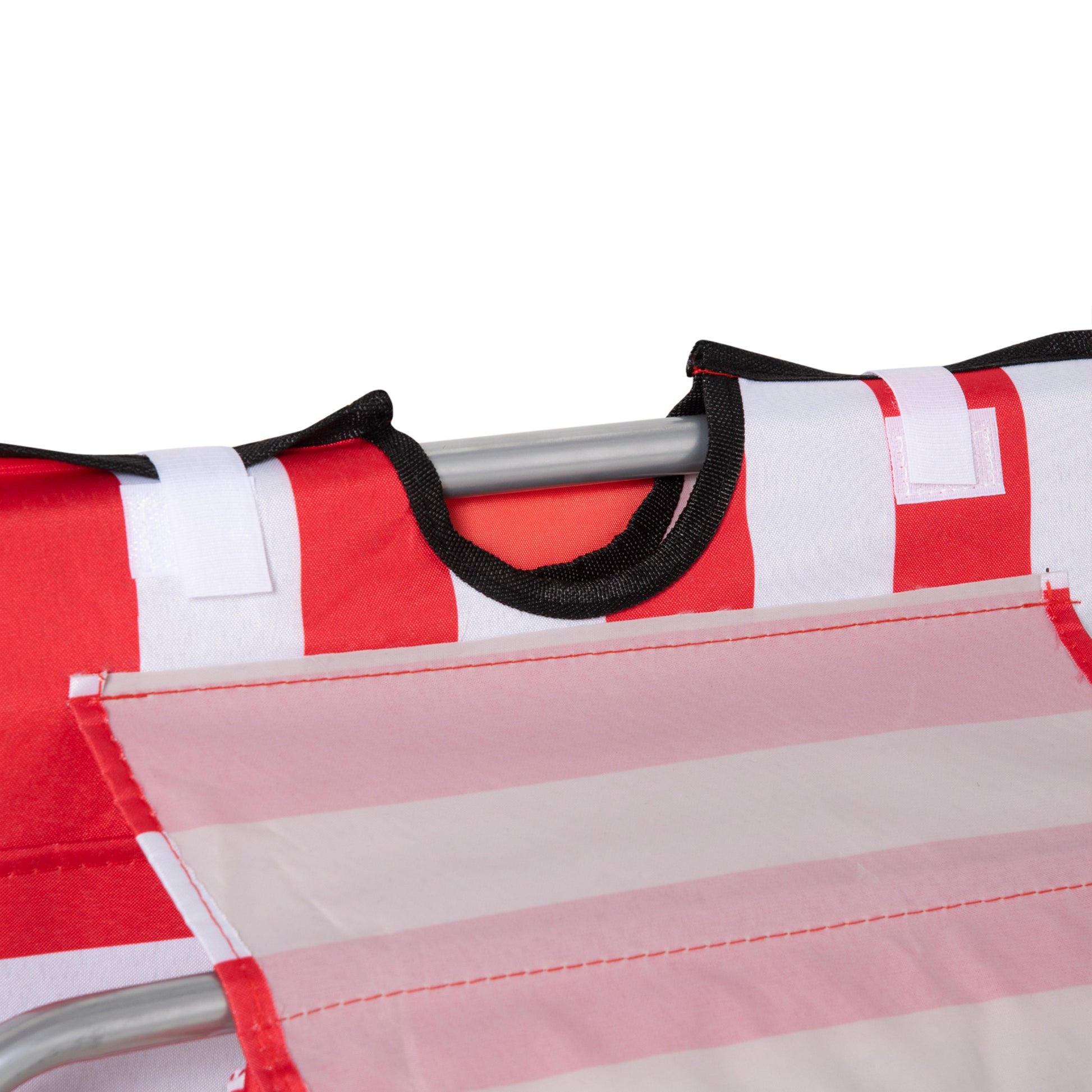 Set of 2 Adjustable Backrest Beach Loungers with 5 Positions, Headrest and Travel Bag, Folding Beach Loungers in Steel and PE, 124x53x35-45 cm, Red and White