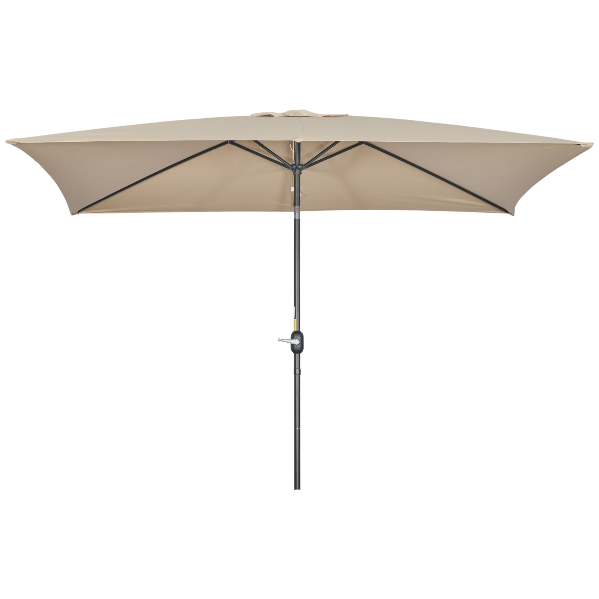 Aluminum Umbrella 200x300x253 cm Rectangular Garden Parasol with Crank and Detachable Pole for Terrace Pool Patio Outdoor Khaki