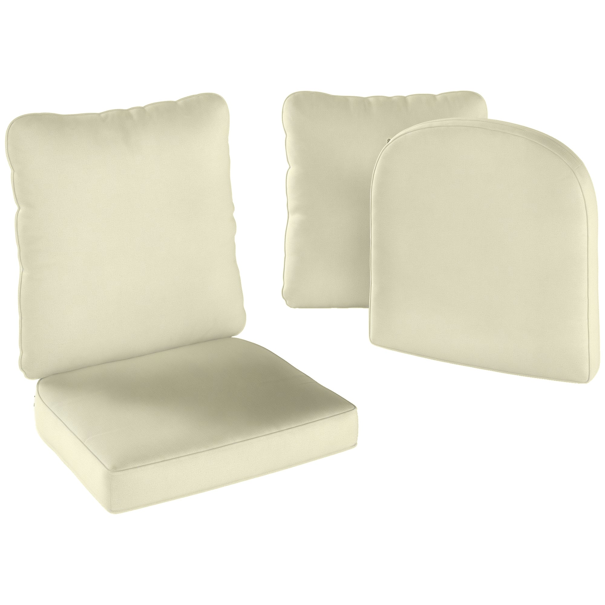 Set of 2 Seat Cushions with Backrest, Comfortable Breathable Seat and Back Cushion, Removable UV-Resistant Cover for Outdoor and Indoor, Cream