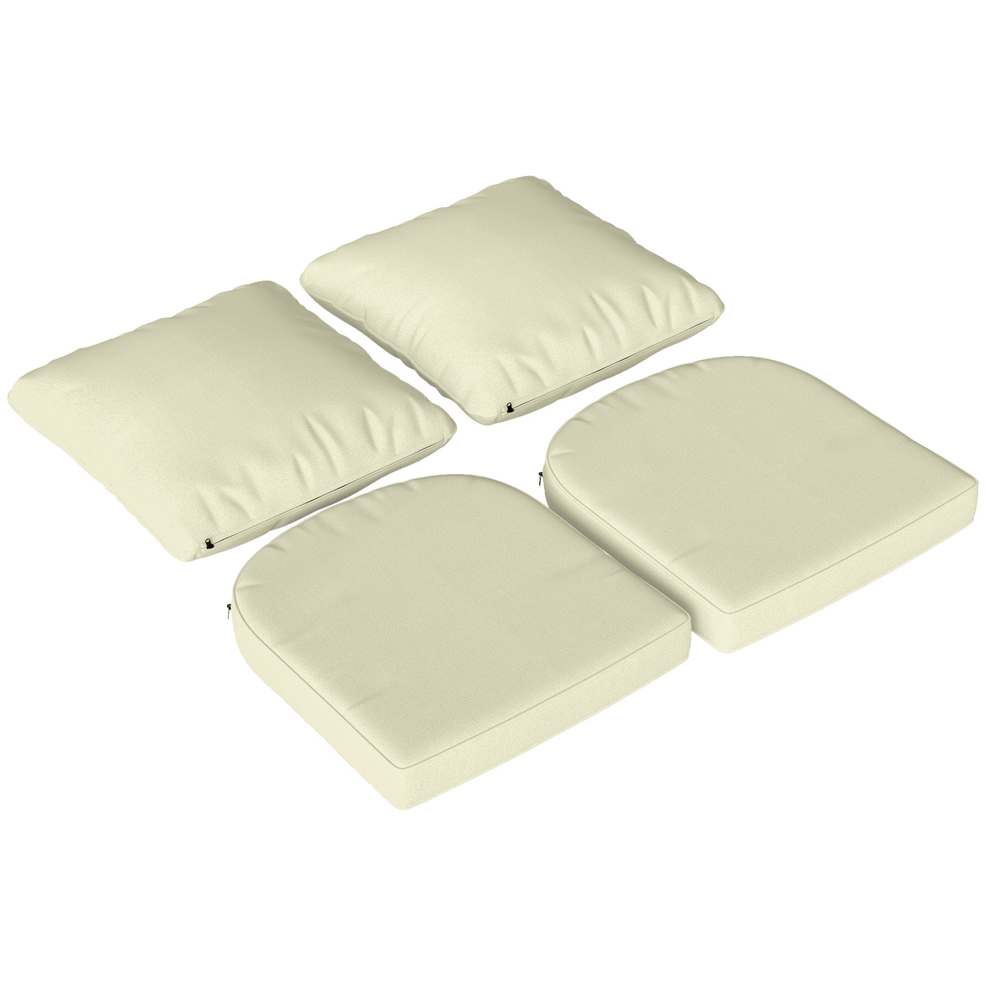 Set of 2 Seat Cushions with Backrest, Comfortable Breathable Seat and Back Cushion, Removable UV-Resistant Cover for Outdoor and Indoor, Cream