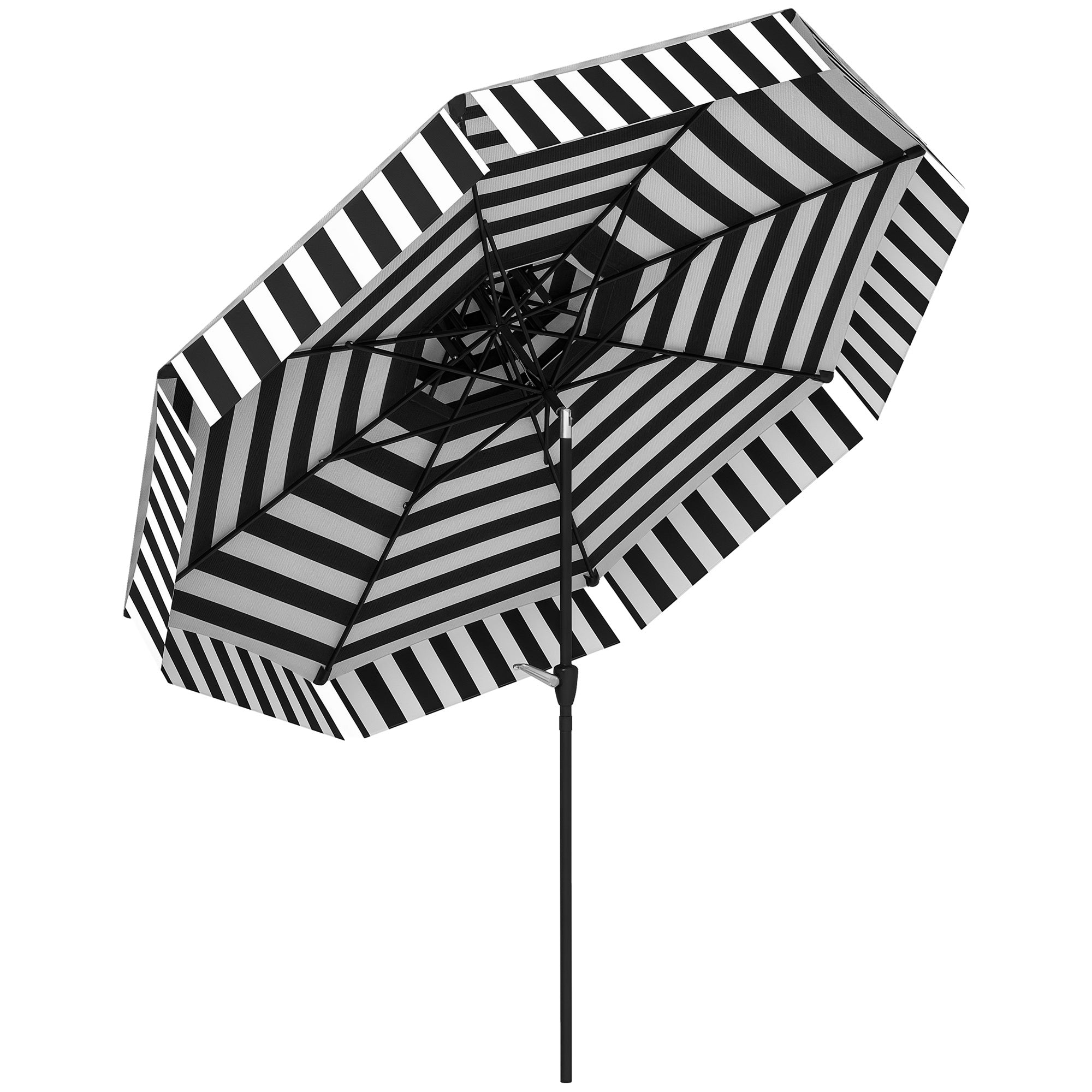 Patio Umbrella Ø263 cm Garden Umbrella with Adjustable Angle and Crank UV30+ Protection Sunshade for Patio Terrace Black and White
