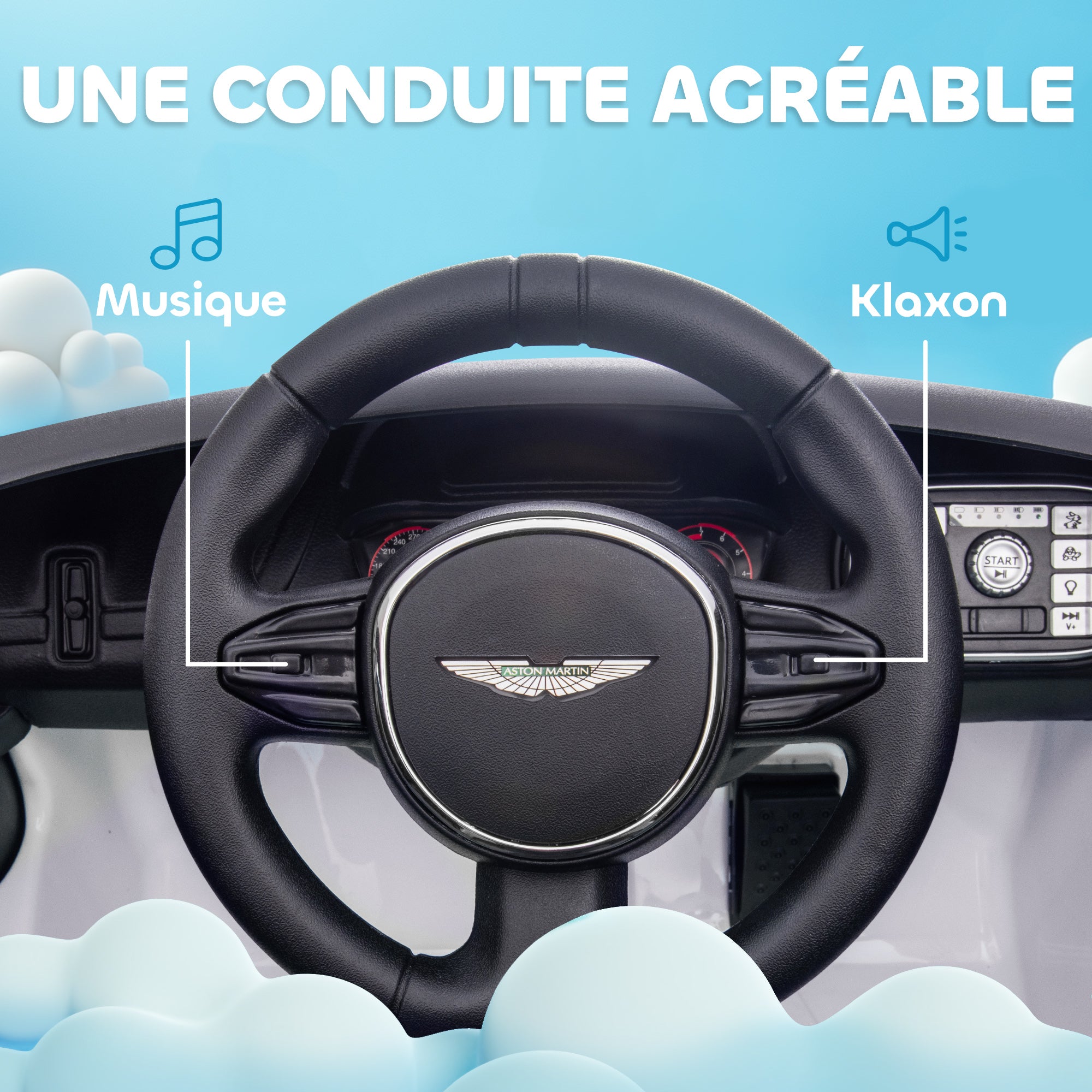 Electric Car for Kids Licensed Aston Martin DBX, 12V Electric Vehicle, with 2.4G Remote Control, LED Headlights, Music, Horn, Spring Suspension, for 3-6 years old, White